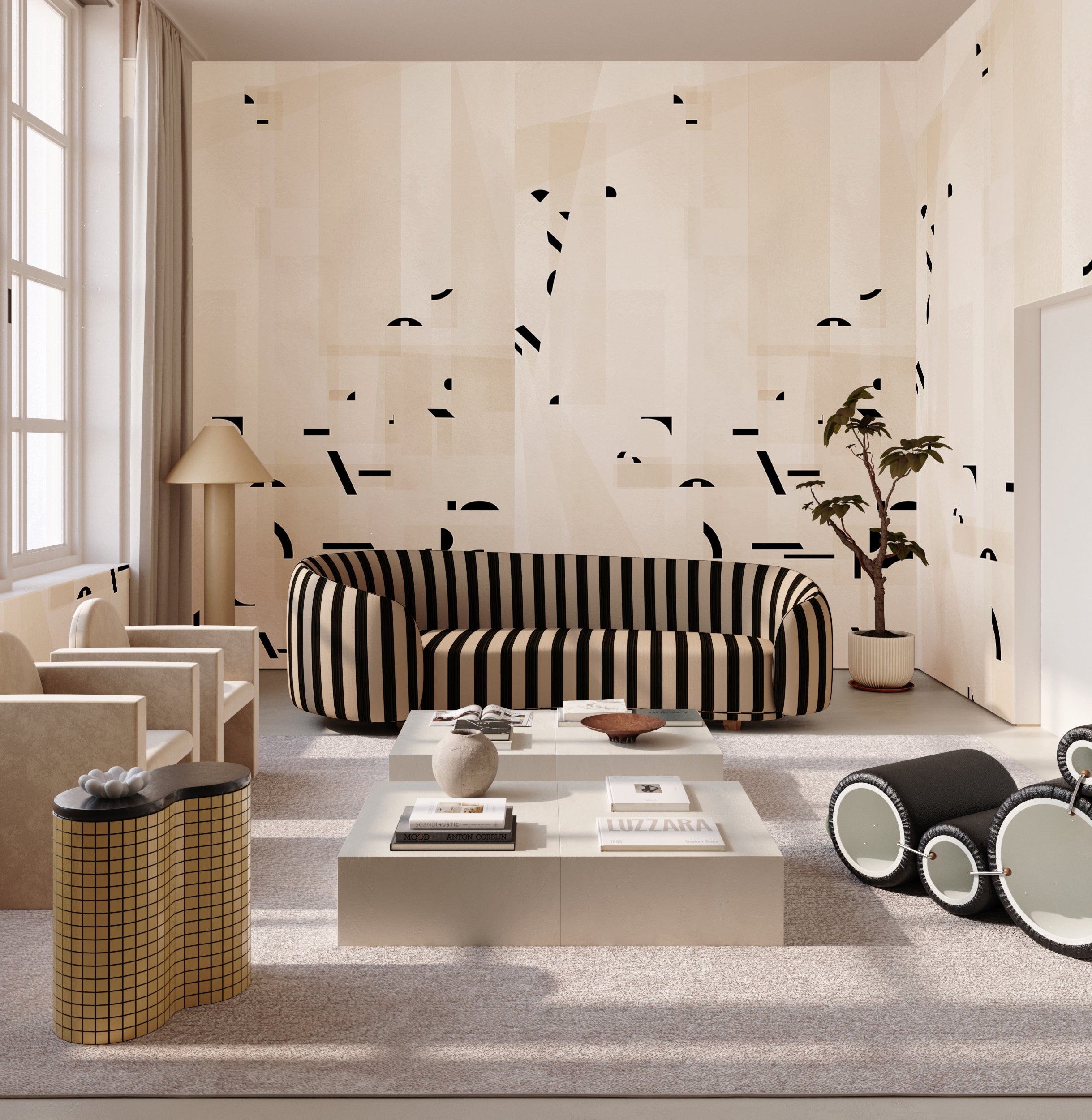 Shape Shifter© Mural Wallpaper in Cremé
