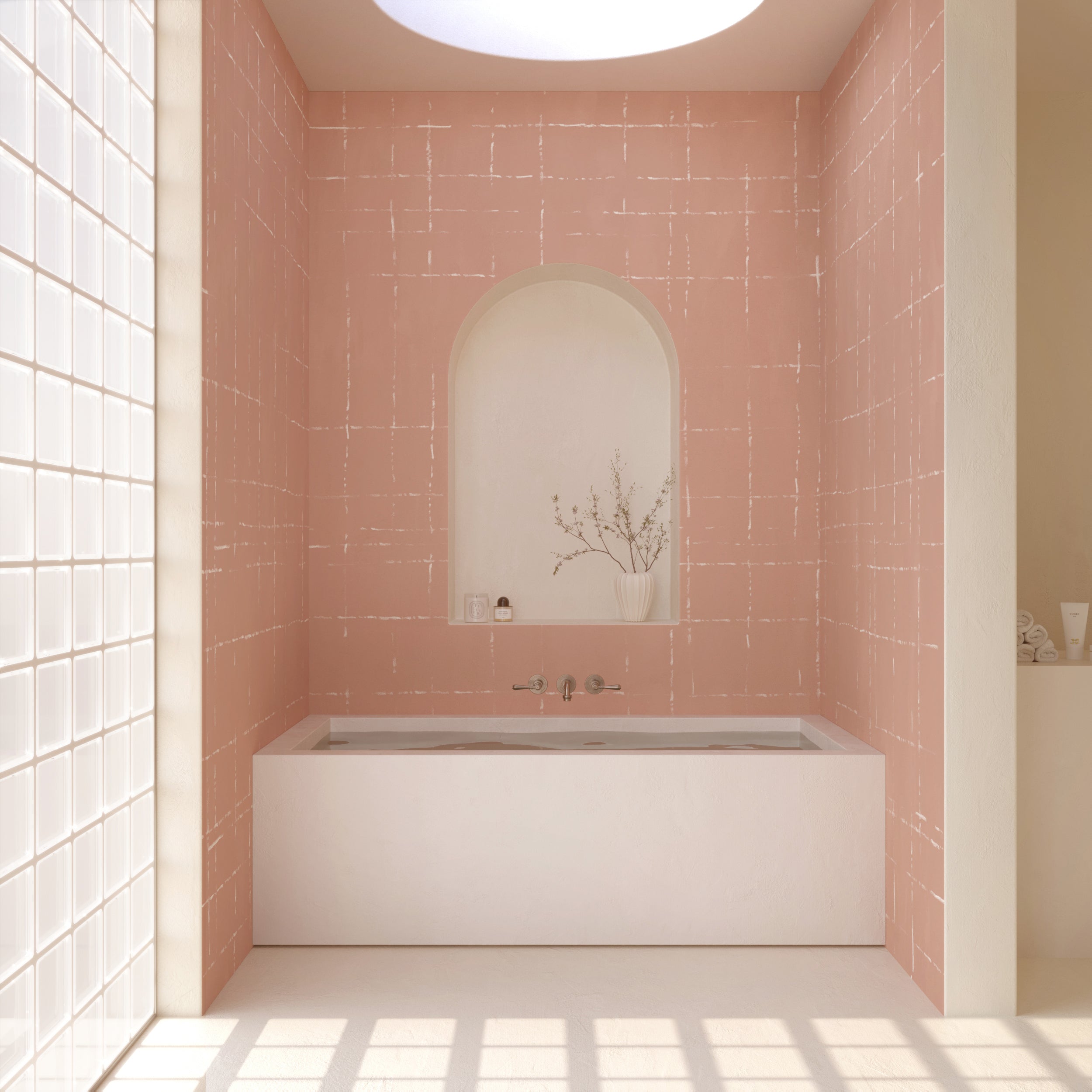 Stitch© Mural Wallpaper in terracotta