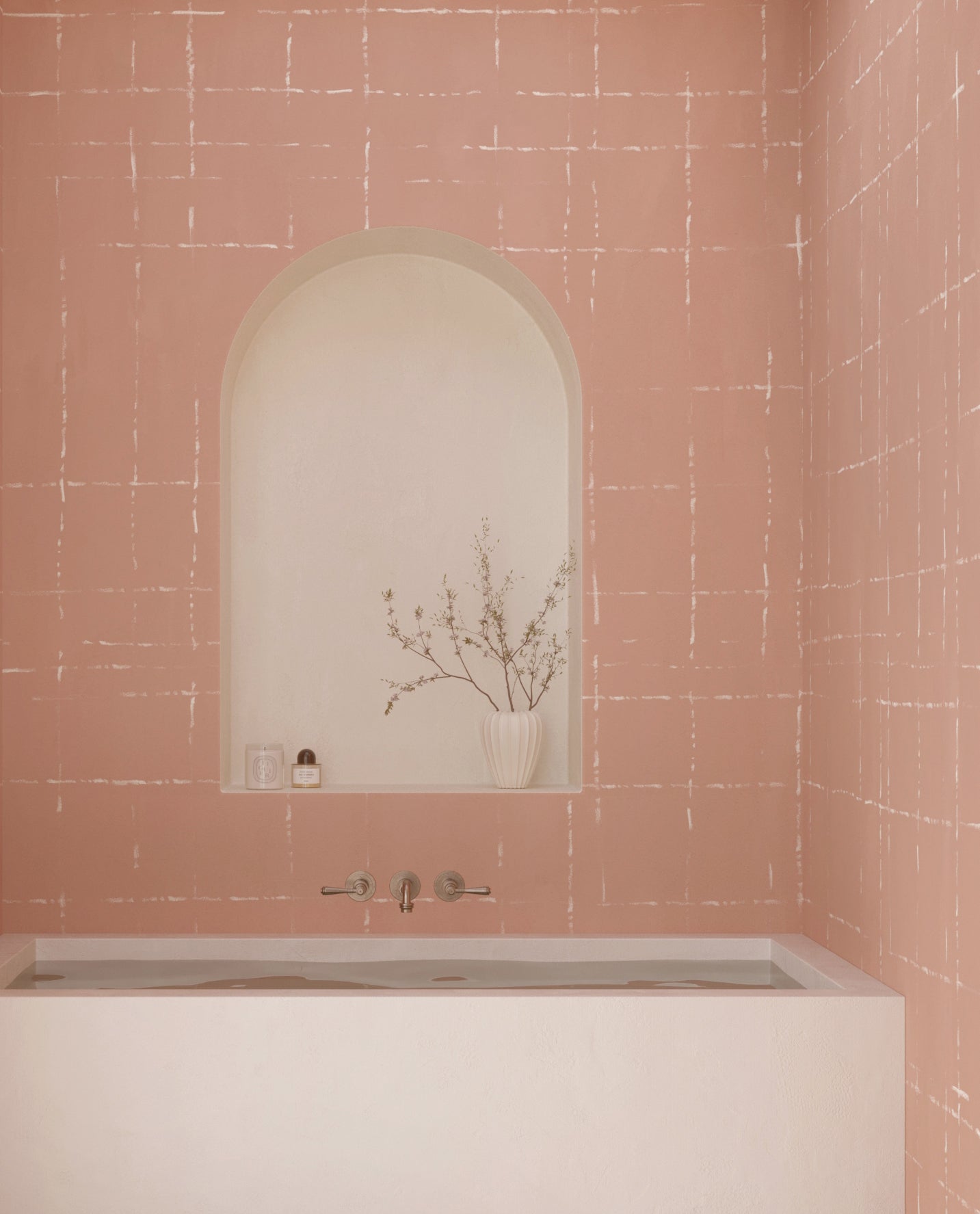 Stitch© Mural Wallpaper in terracotta