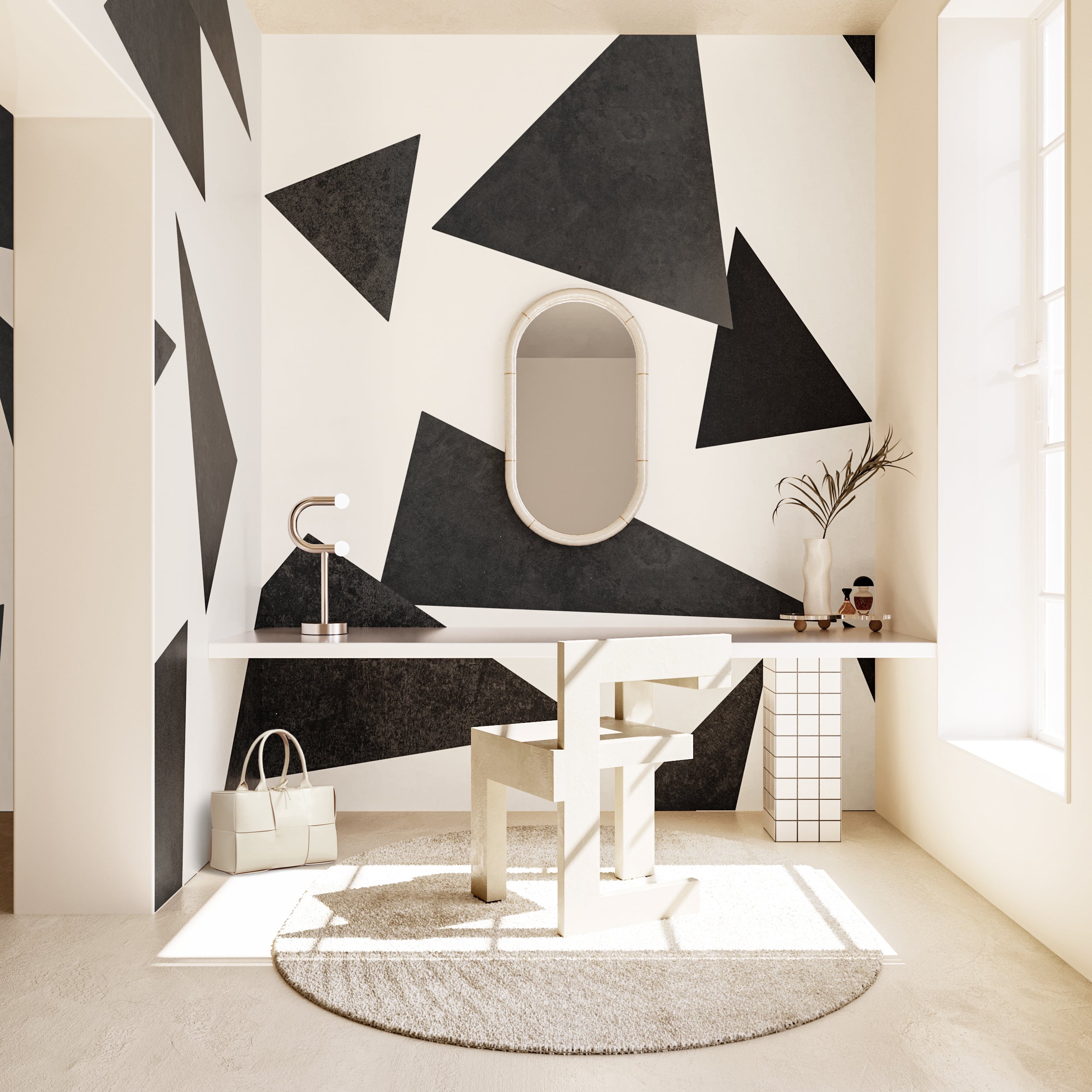 Terrazzo© Wallpaper in creme + charcoal