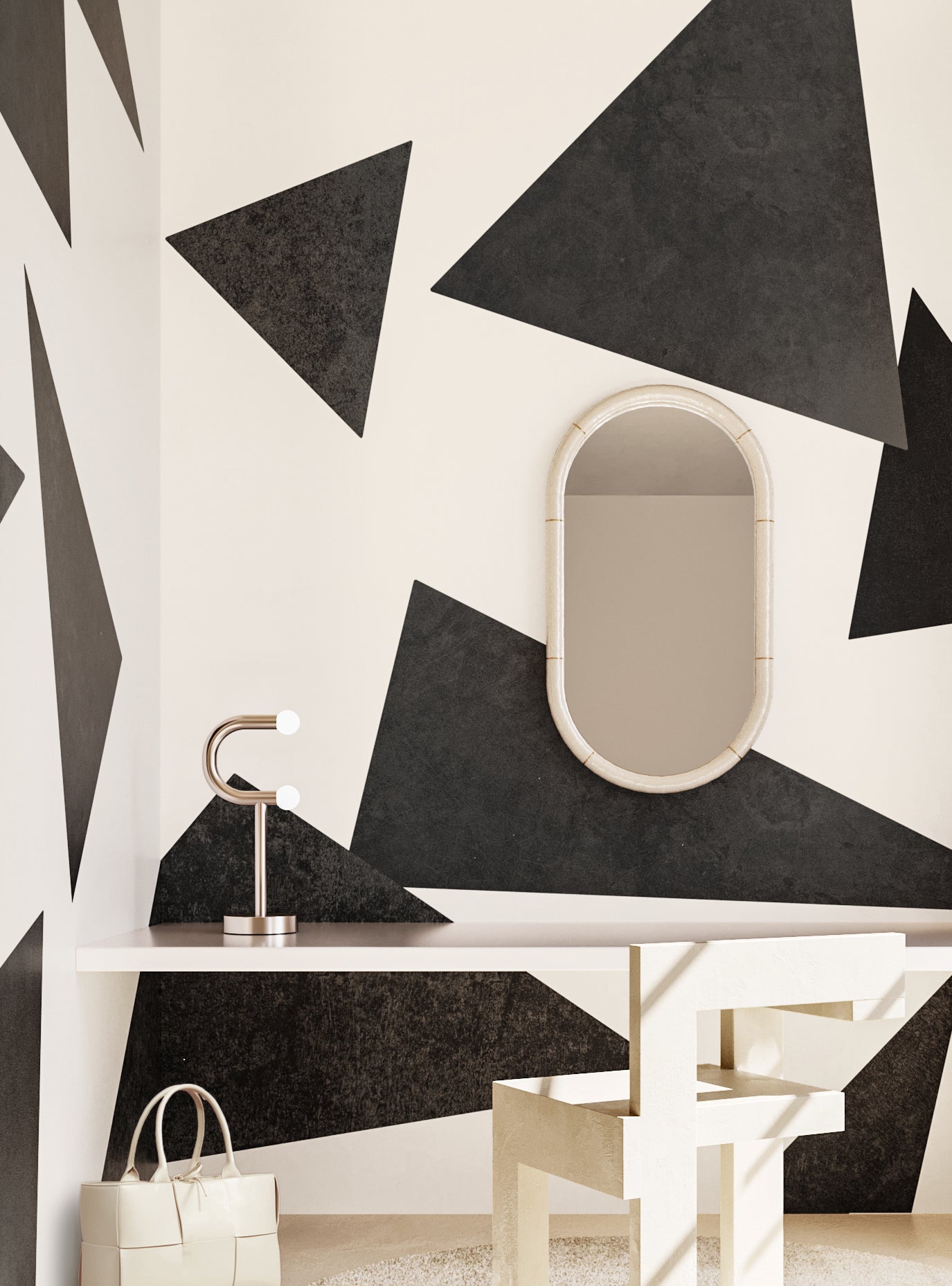 Terrazzo© Wallpaper in creme + charcoal