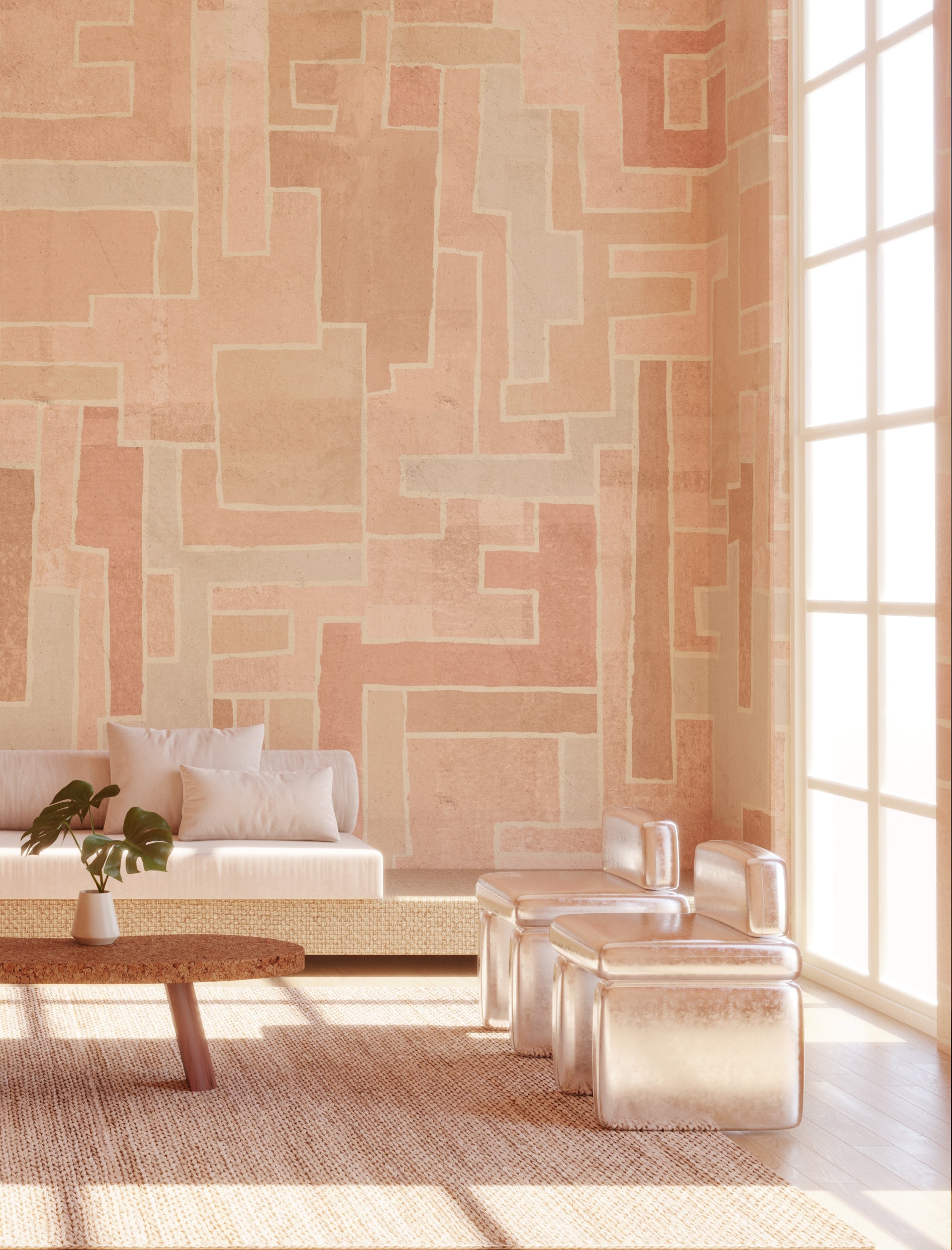 Tetris© Mural Wallpaper in Clay