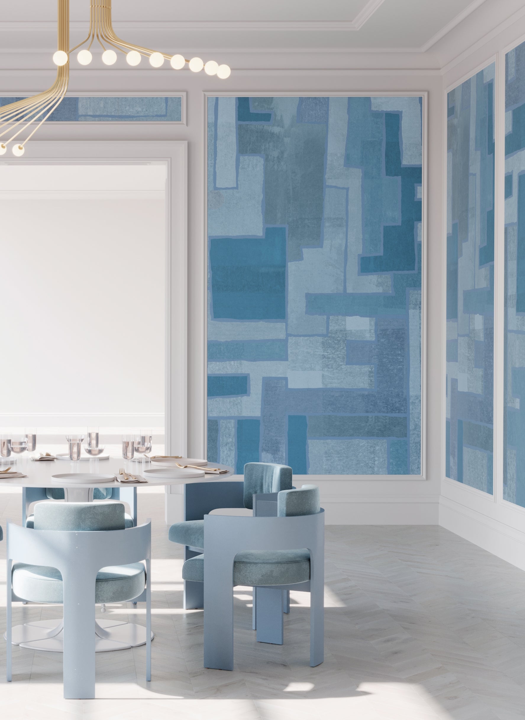 Tetris© Mural Wallpaper in Denim