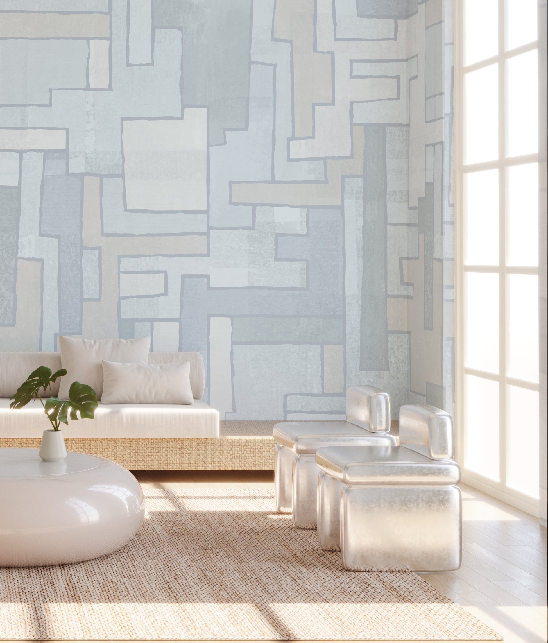 Tetris© Mural Wallpaper in Light Blue