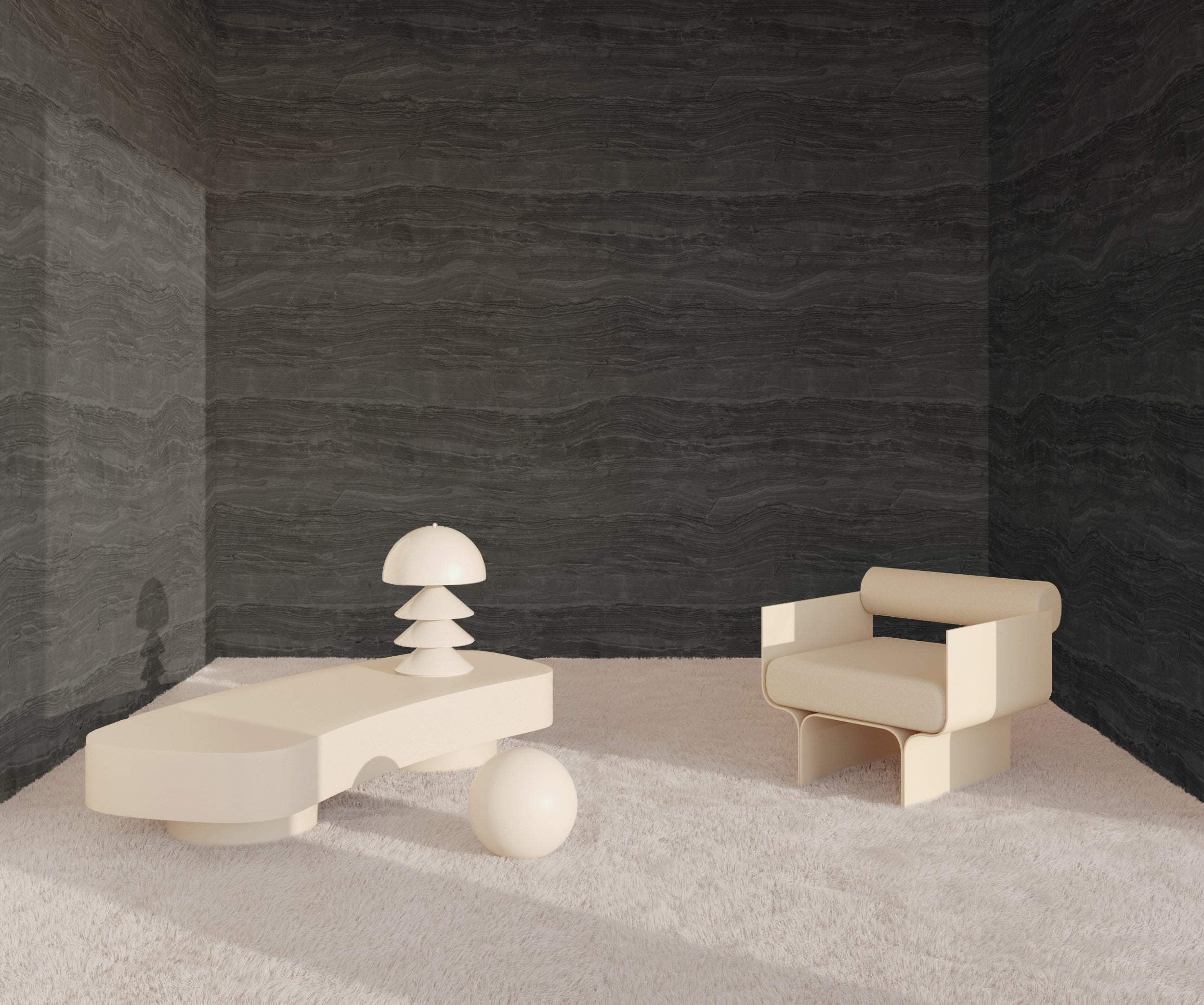 Travertine© Mural Wallpaper in Charcoal