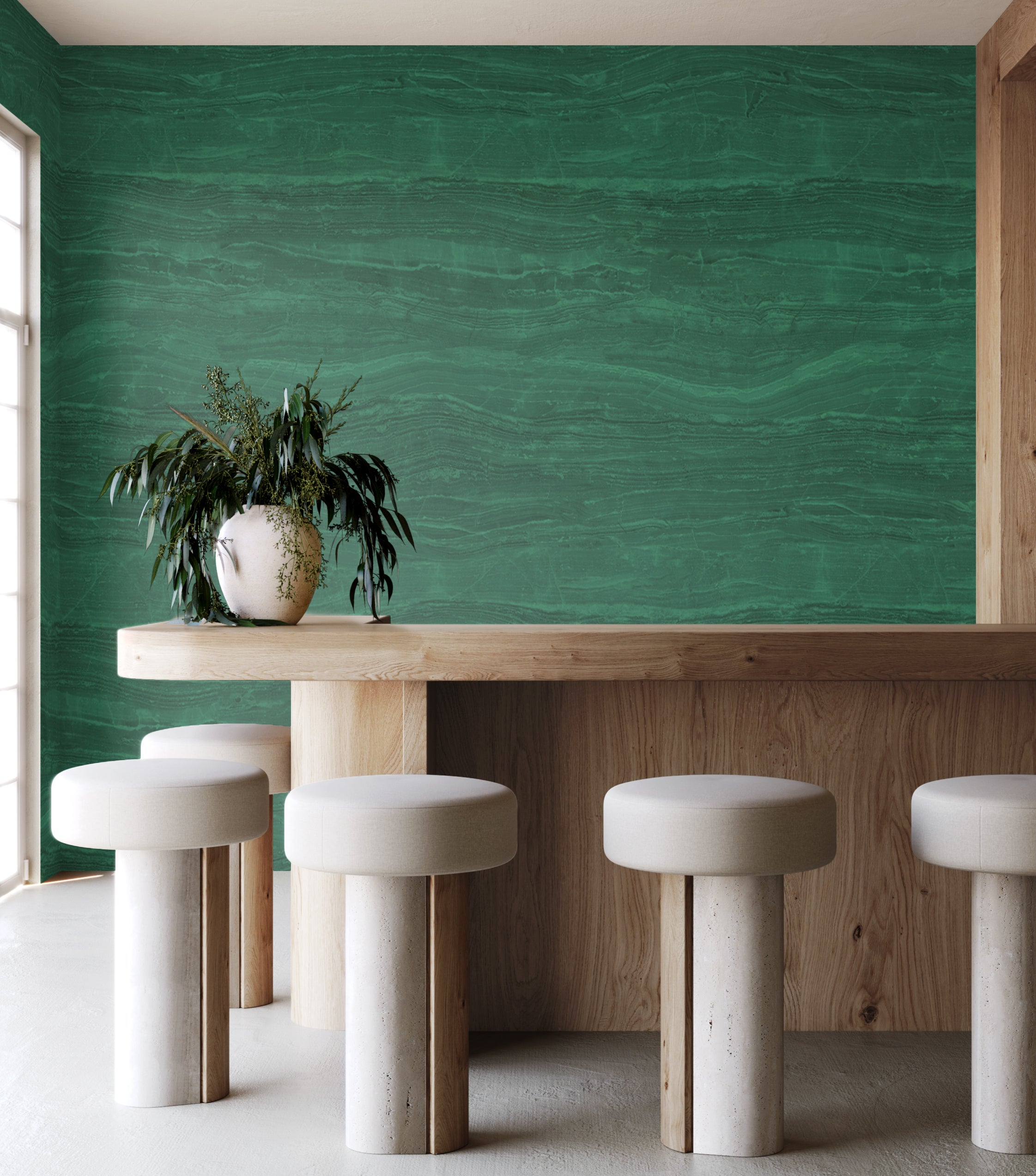 Travertine© Mural Wallpaper in Evergreen