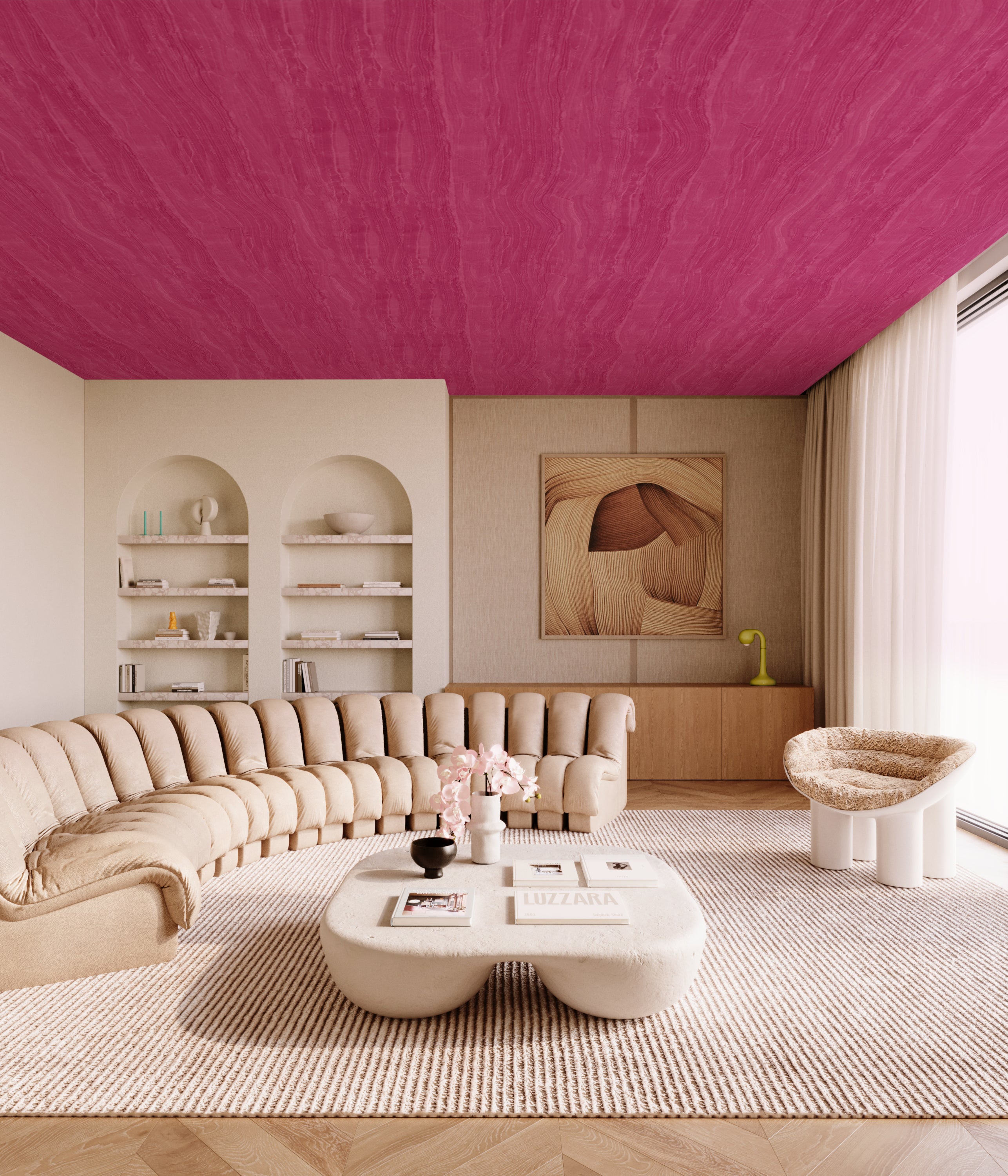 Travertine© Mural Wallpaper in Magenta