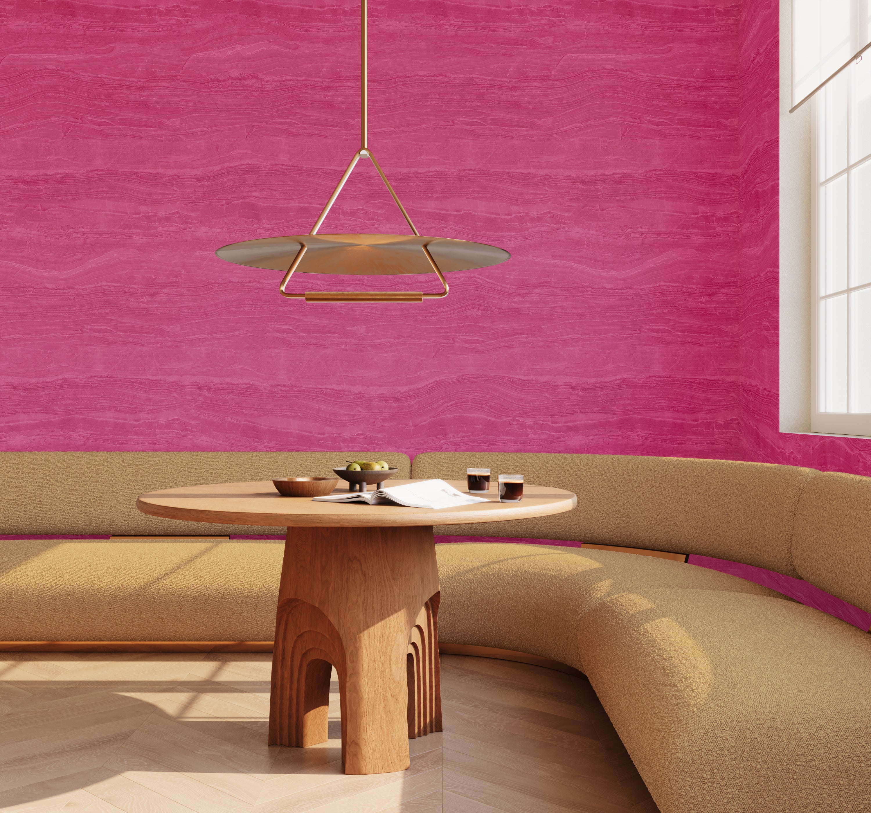 Travertine© Mural Wallpaper in Magenta