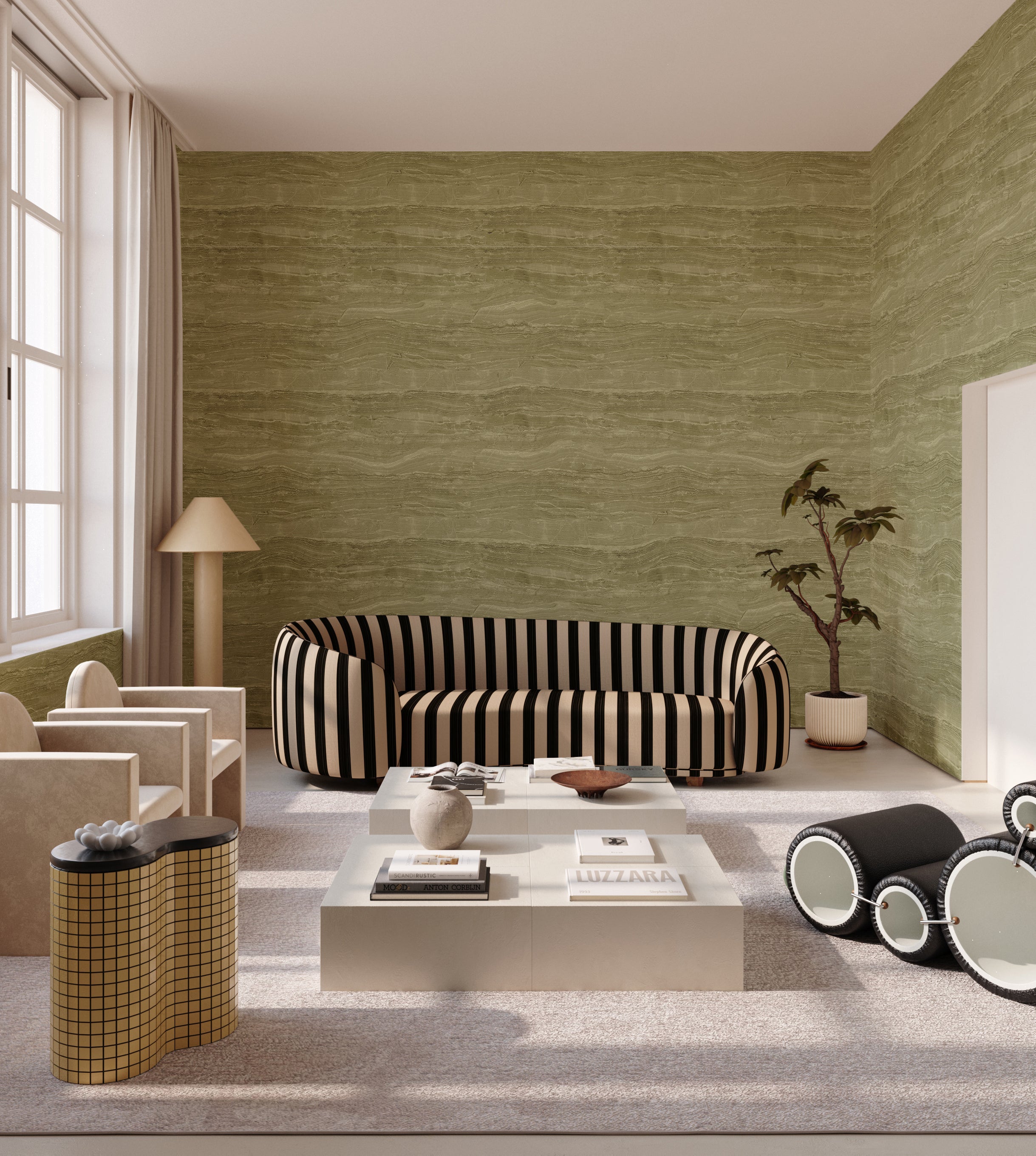 Travertine© Mural Wallpaper in Moss