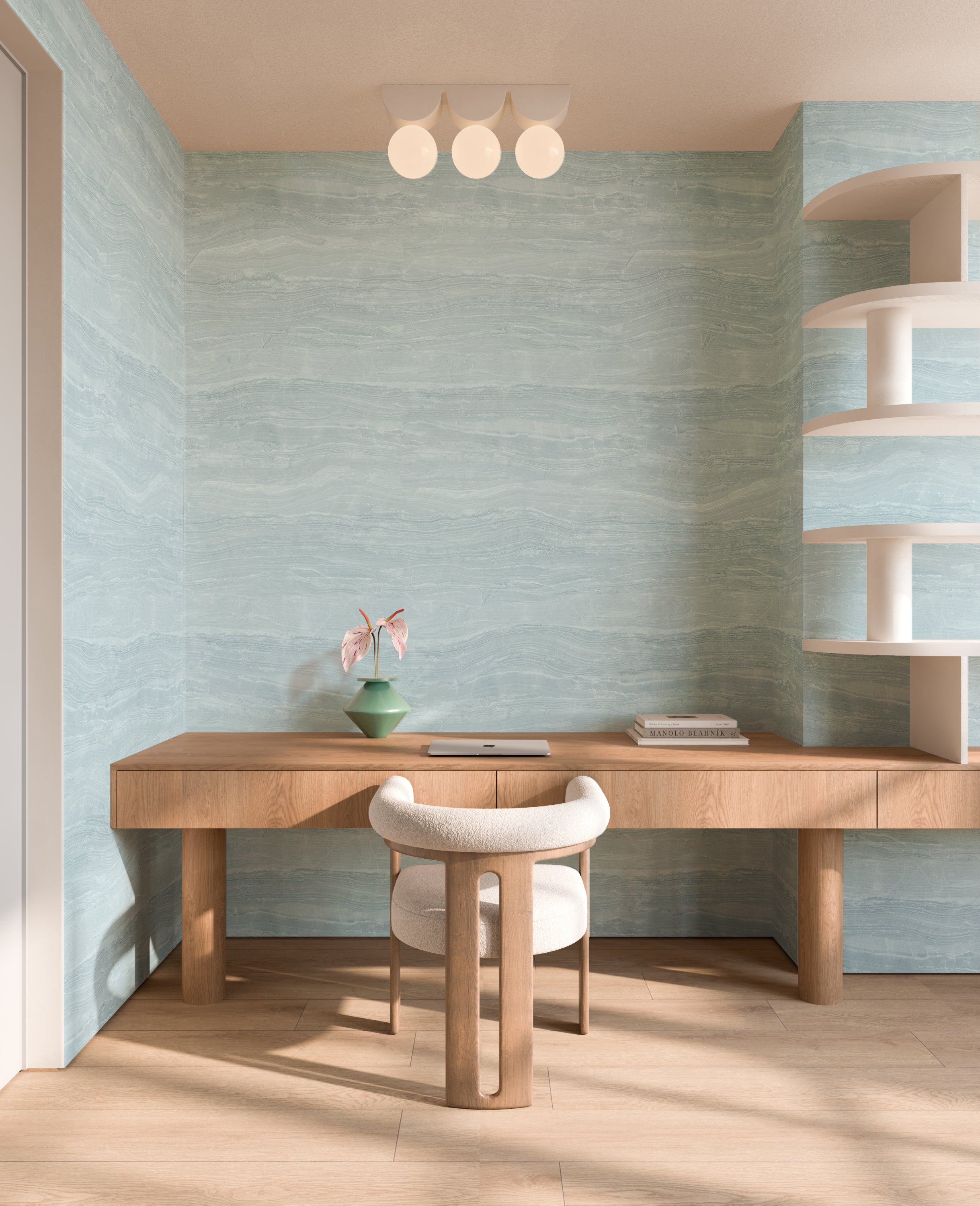 Travertine© Mural Wallpaper in Sea Stone