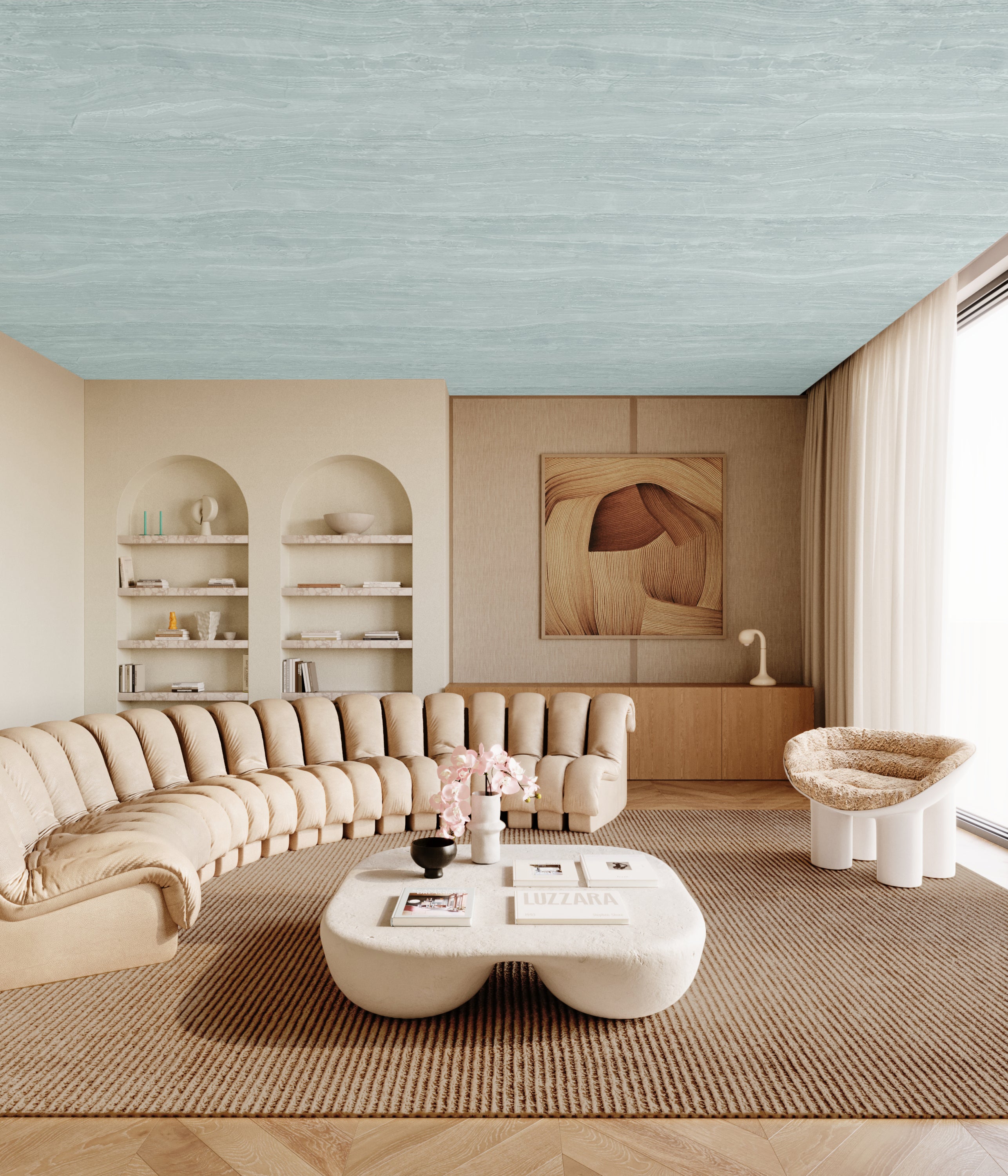 Travertine© Mural Wallpaper in Sea Stone