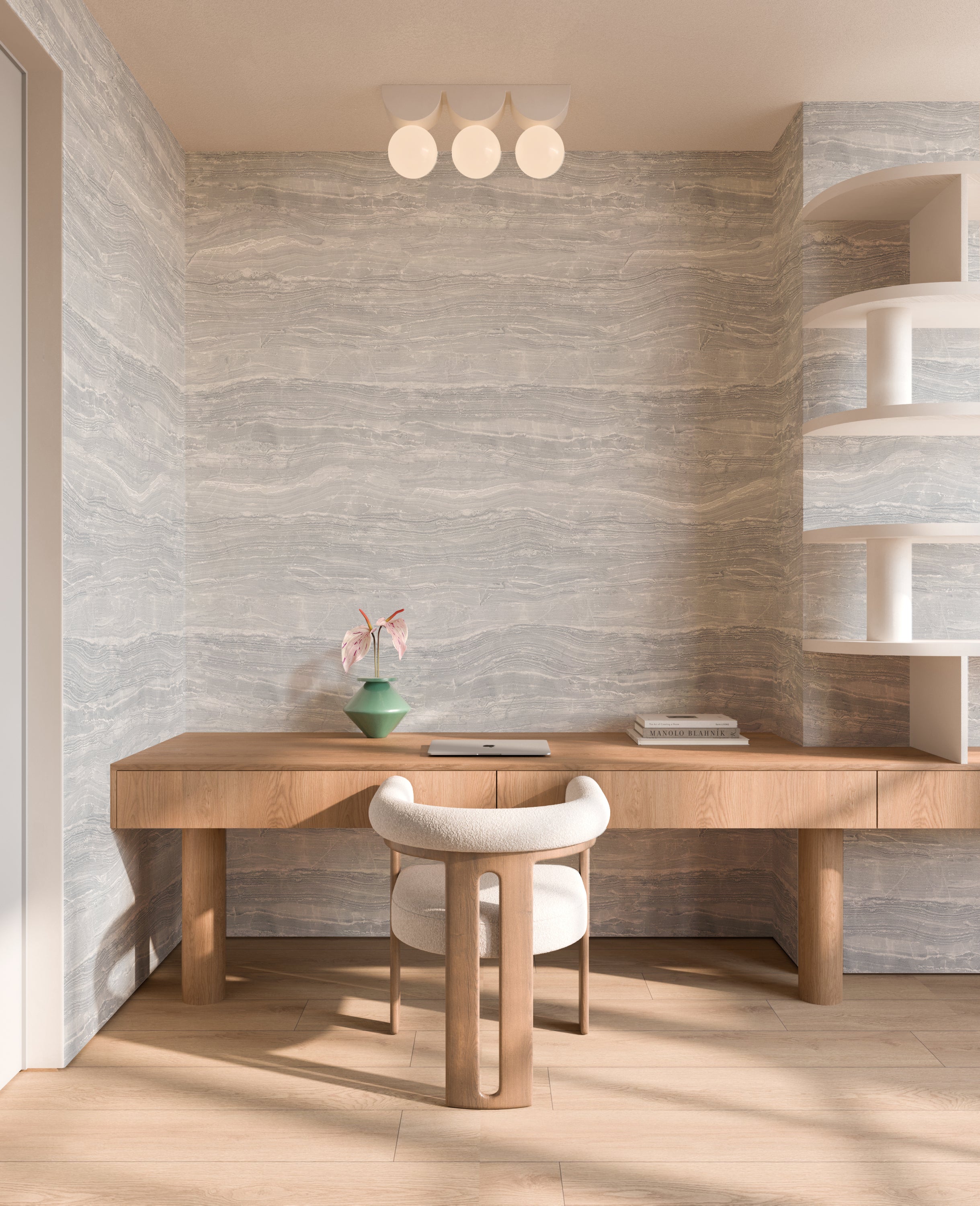 Travertine© Mural Wallpaper in Warm Grey