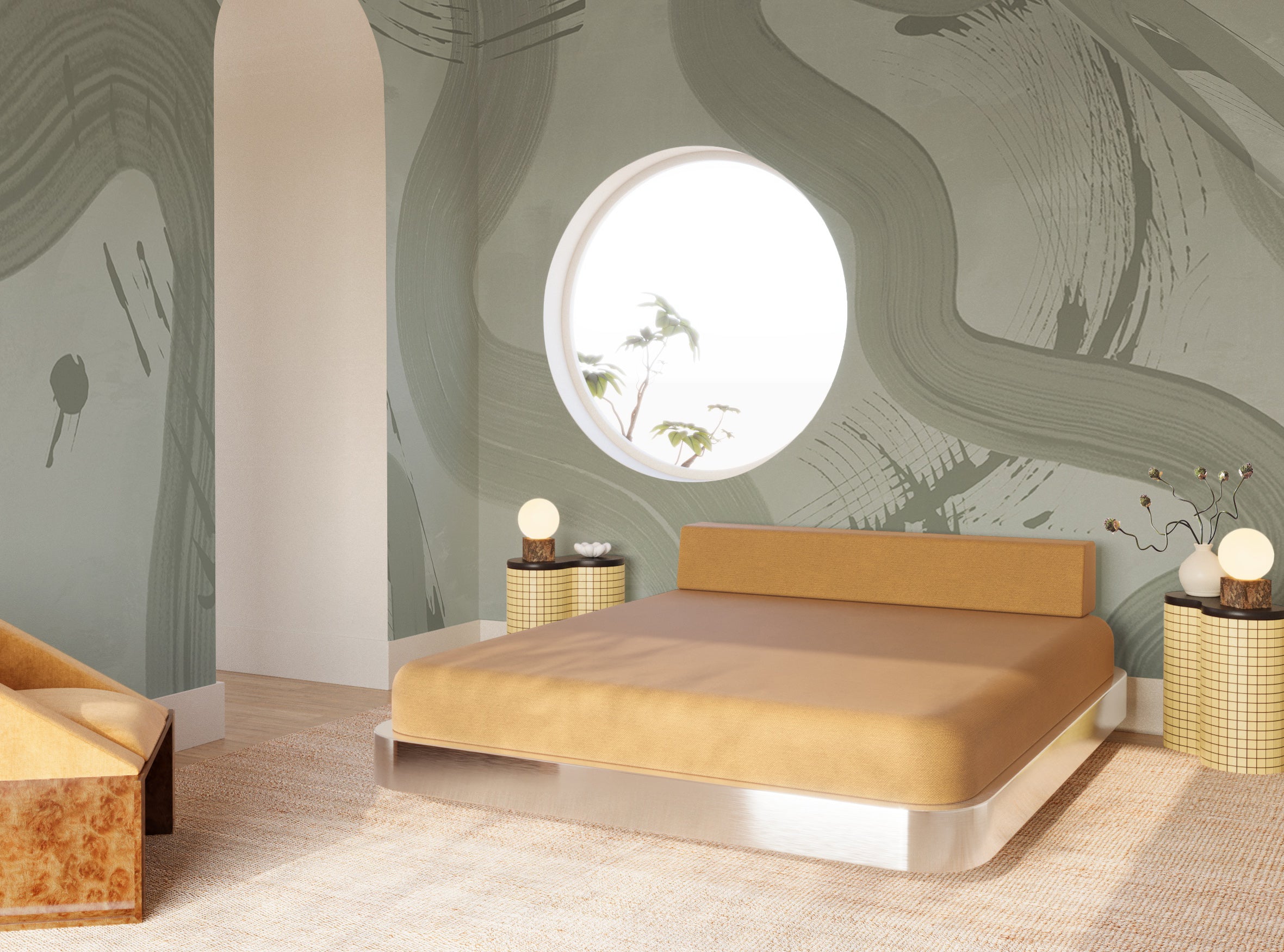Untamed© Mural Wallpaper in Dusty Green