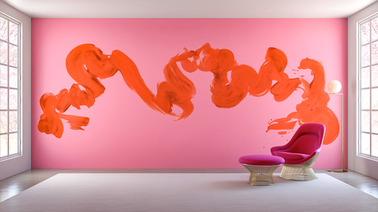 Abstract Art© Mural Wallpaper in Fuchsia