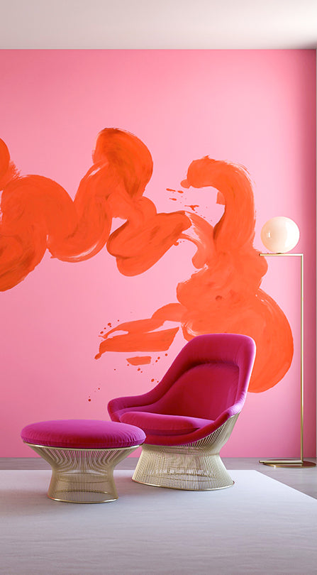 Abstract Art© Mural Wallpaper in Fuchsia