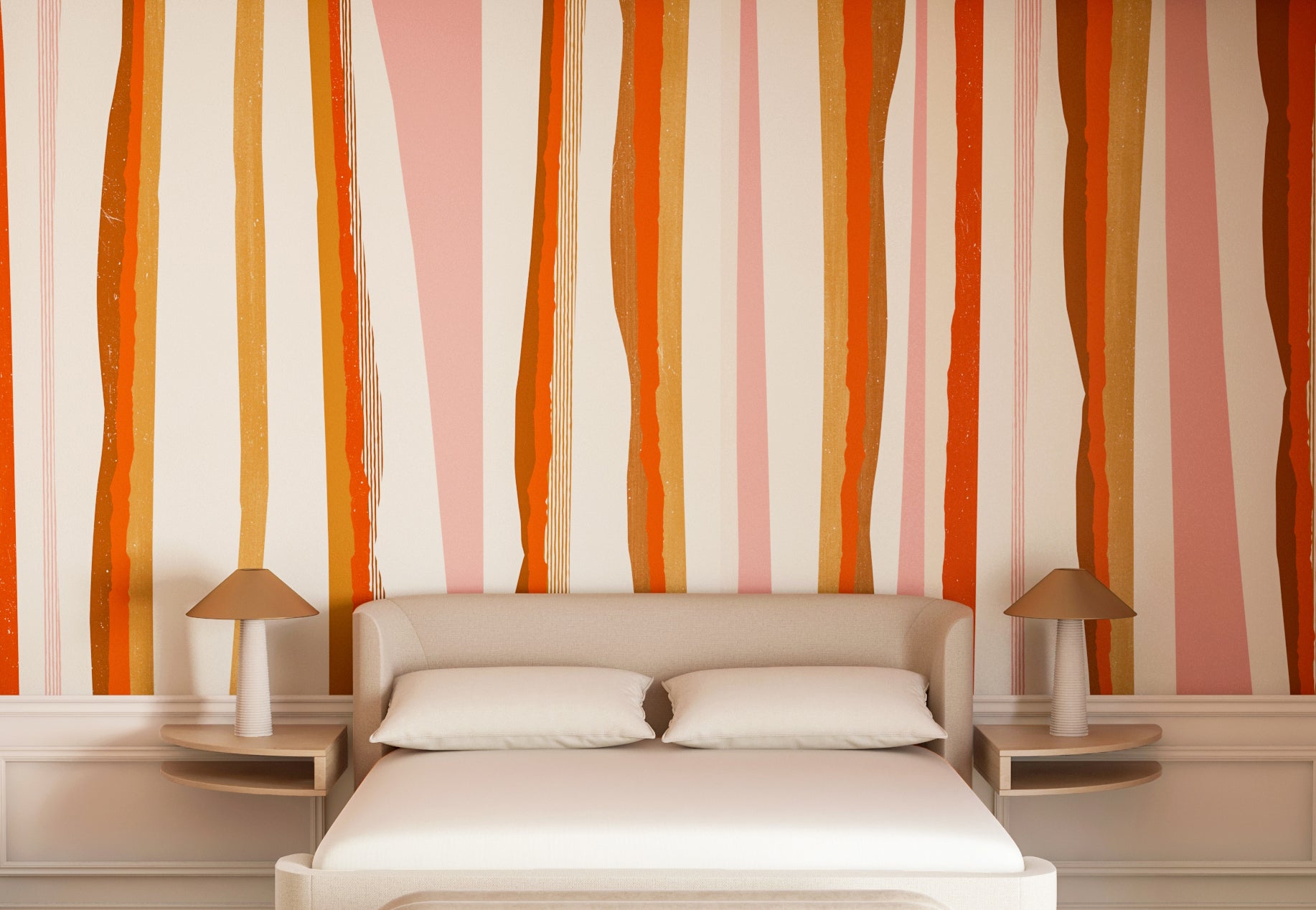 Longitude© Mural Wallpaper in Aperol