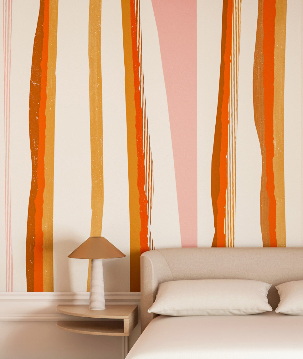 Longitude© Mural Wallpaper in Aperol