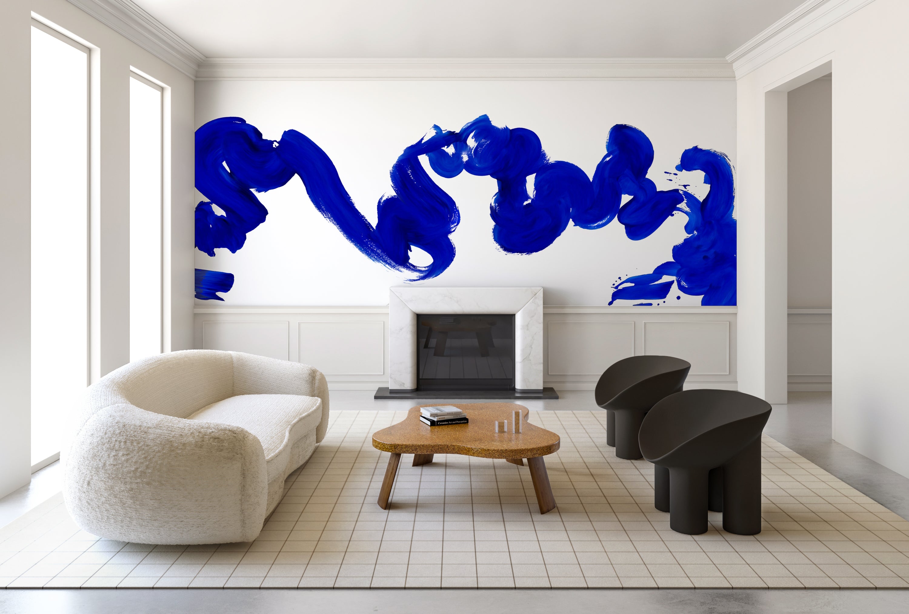 Abstract Art© Mural Wallpaper in Cobalt