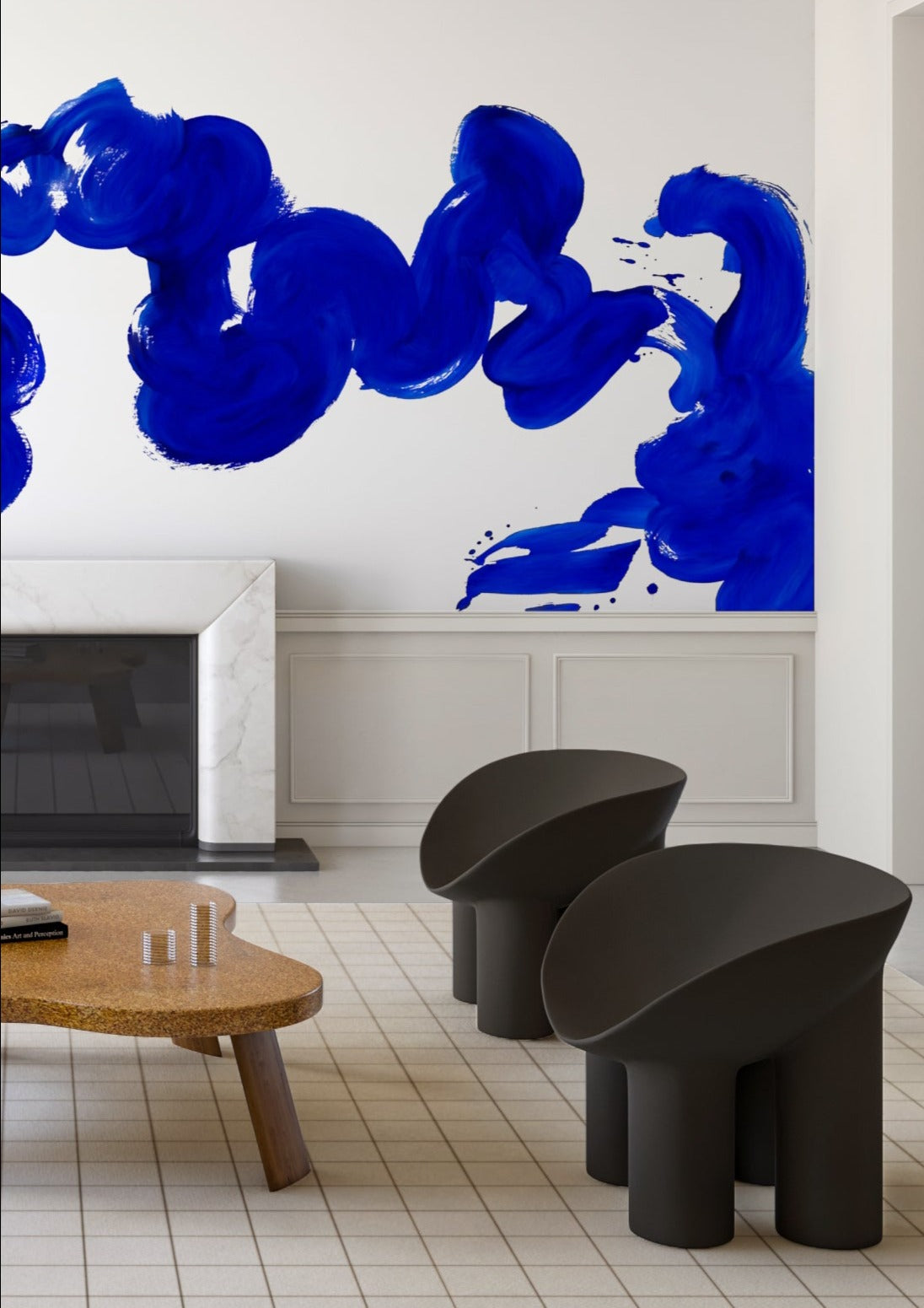 Abstract Art© Mural Wallpaper in Cobalt