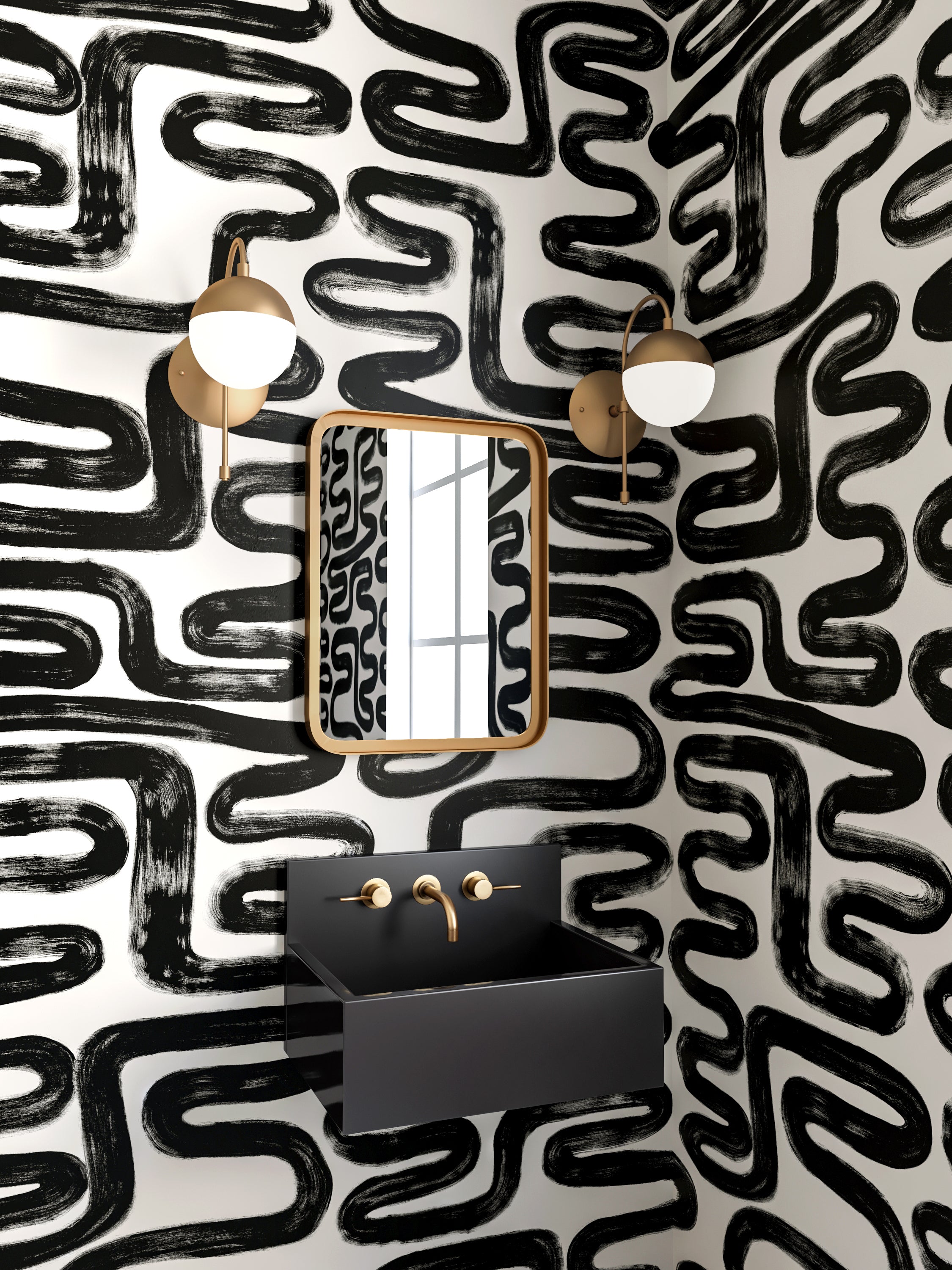 Azteca© Wallpaper in Black + Cremé