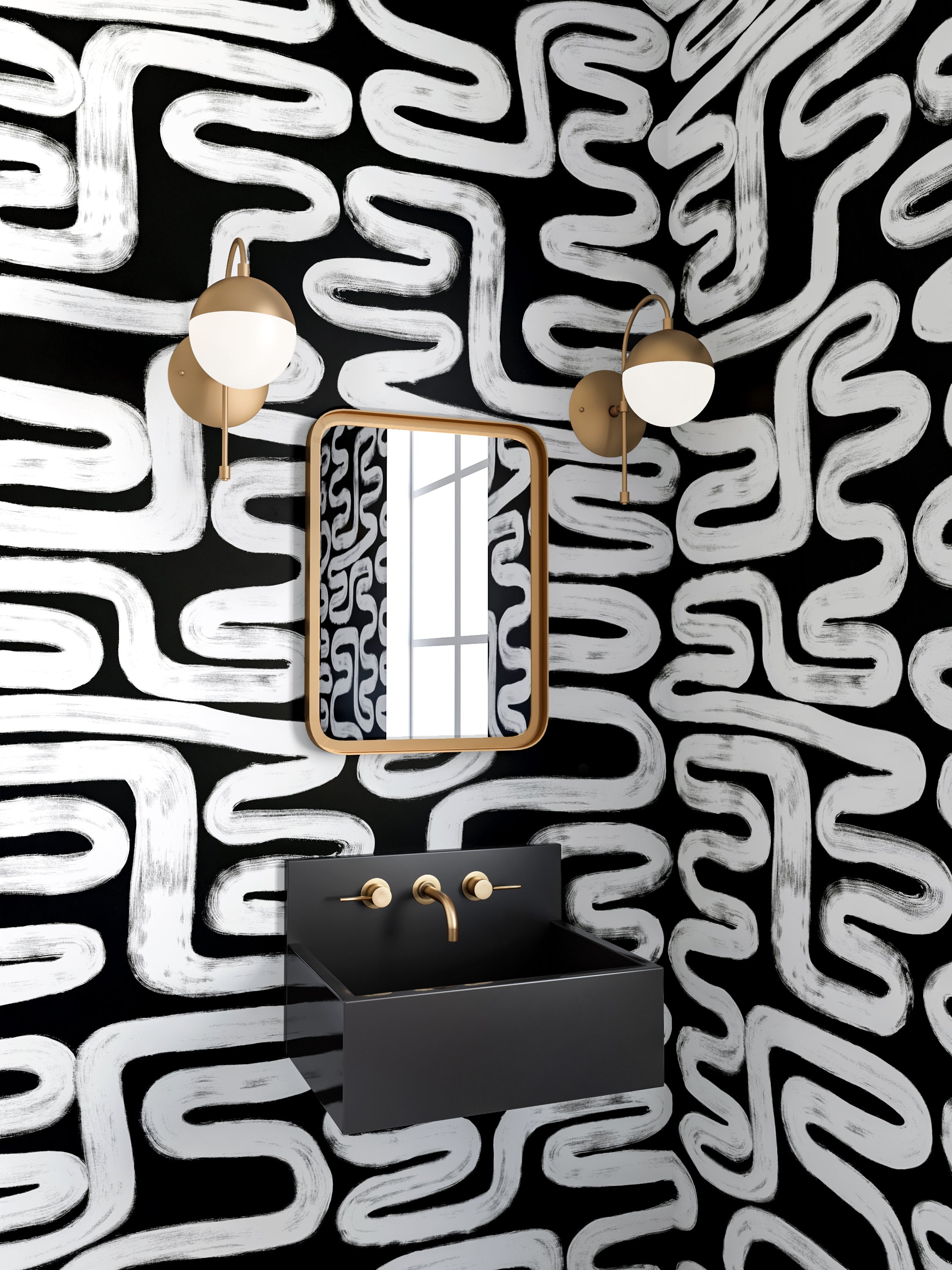 Azteca© Wallpaper in Charcoal black