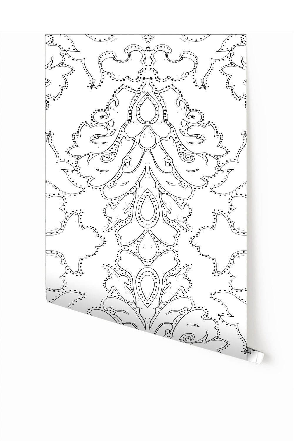 Western Damask© Wallpaper in Black + White