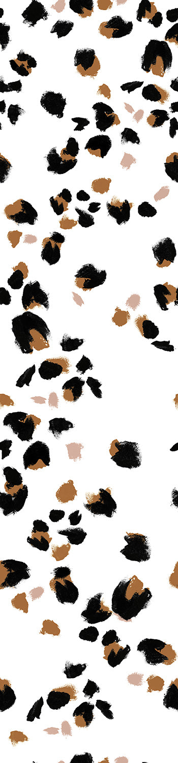 A wallpaper featuring an animal print with a variety of colors including beige, black, brown, and pink on a white background from drop it MODERN.