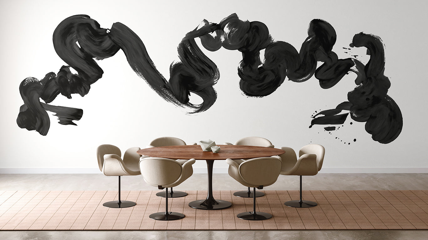 Abstract Art© Mural Wallpaper in Carbon