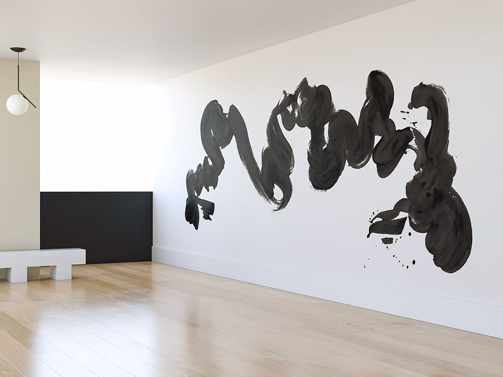 Abstract Art© Mural Wallpaper in Carbon
