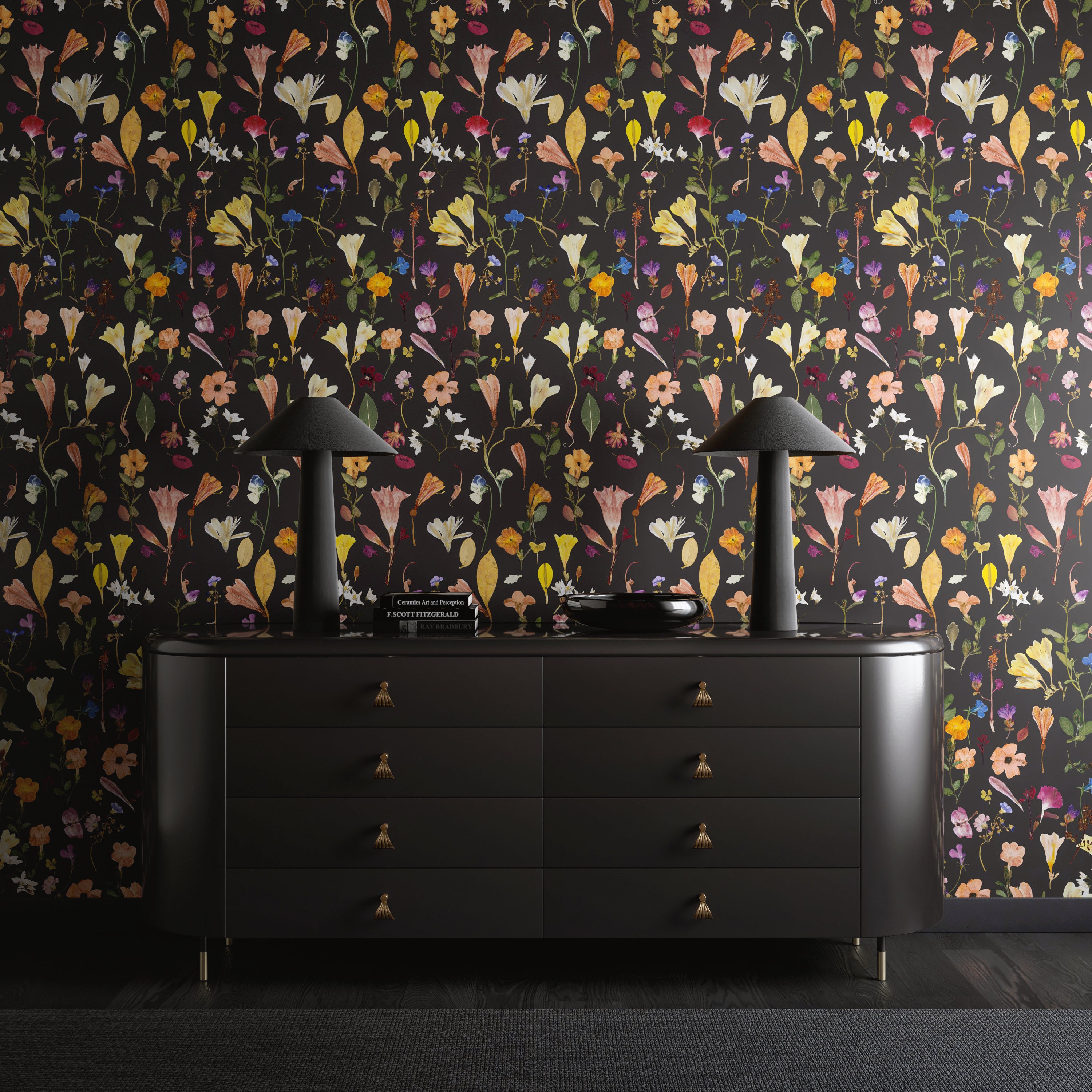 Botanic Bloom© Wallpaper in Black