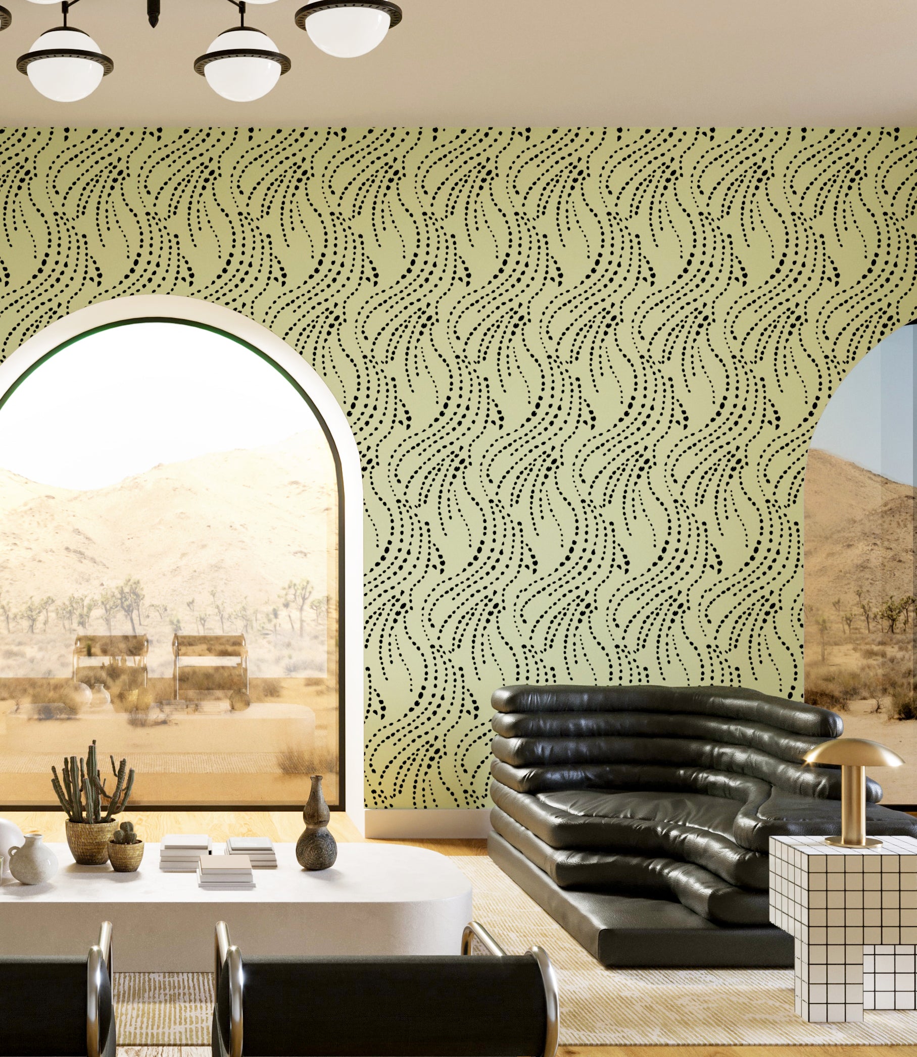 Branding Iron© Wallpaper in Stonecrop + Black