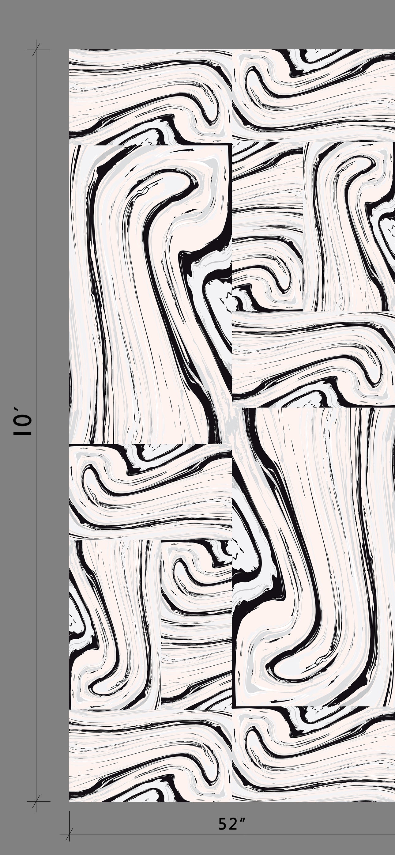 Crystalline© Wallpaper in Blush + Black + Grey