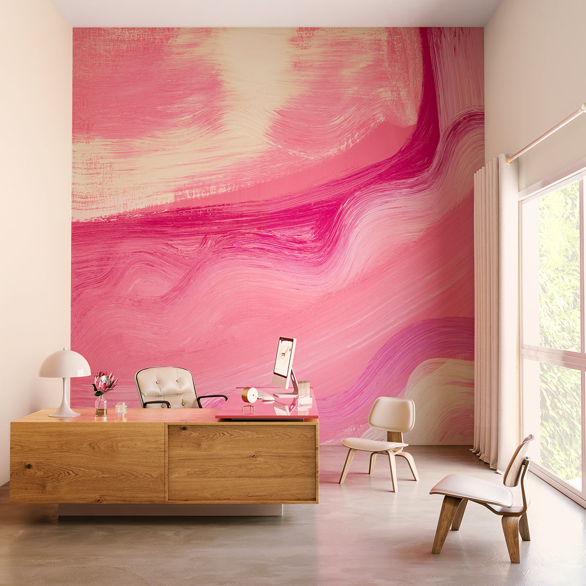 Modern Art© Mural Wallpaper in Fuchsia