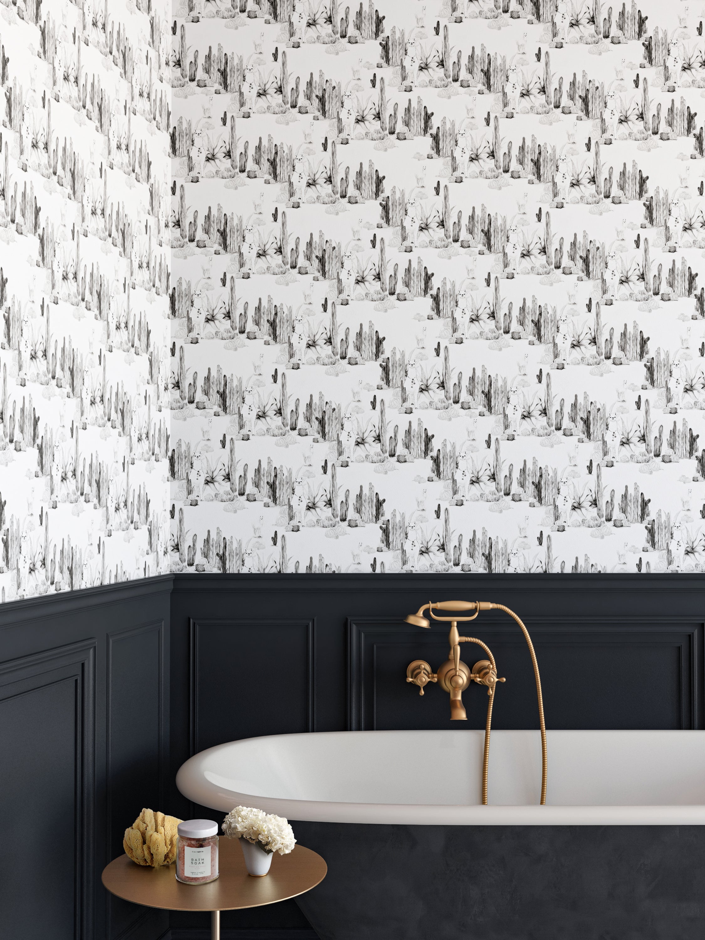 Desert Llama© Wallpaper in Black + White