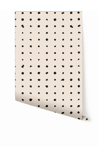 Dotted Line© Wallpaper in Black + Cremé