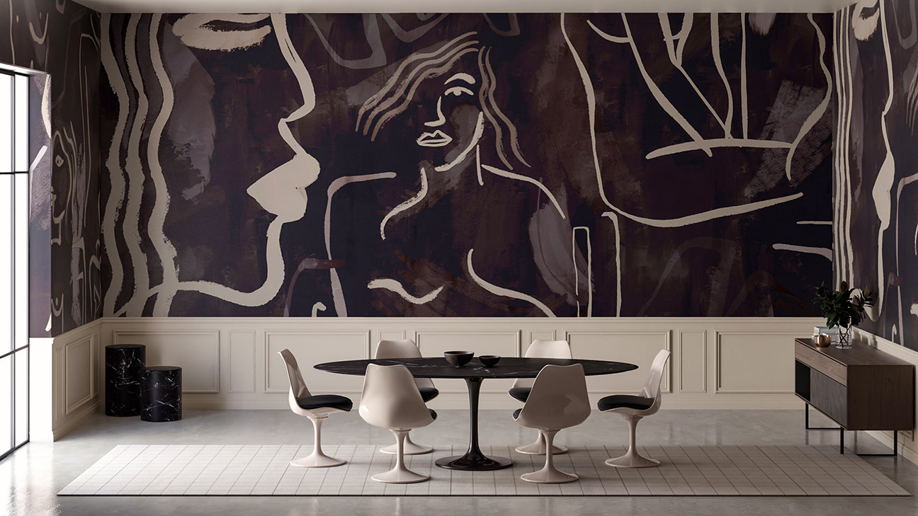 Famke© Mural Wallpaper in Charcoal