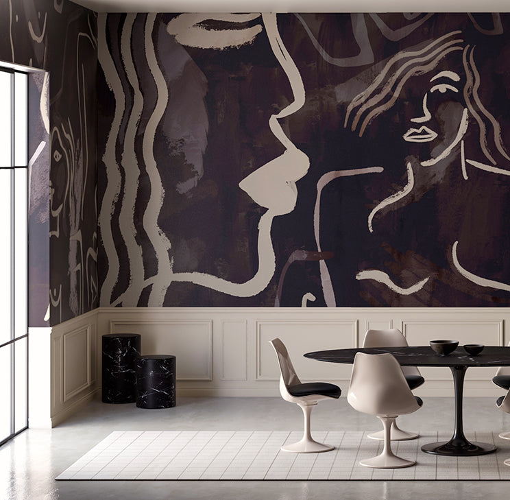 Famke© Mural Wallpaper in Charcoal
