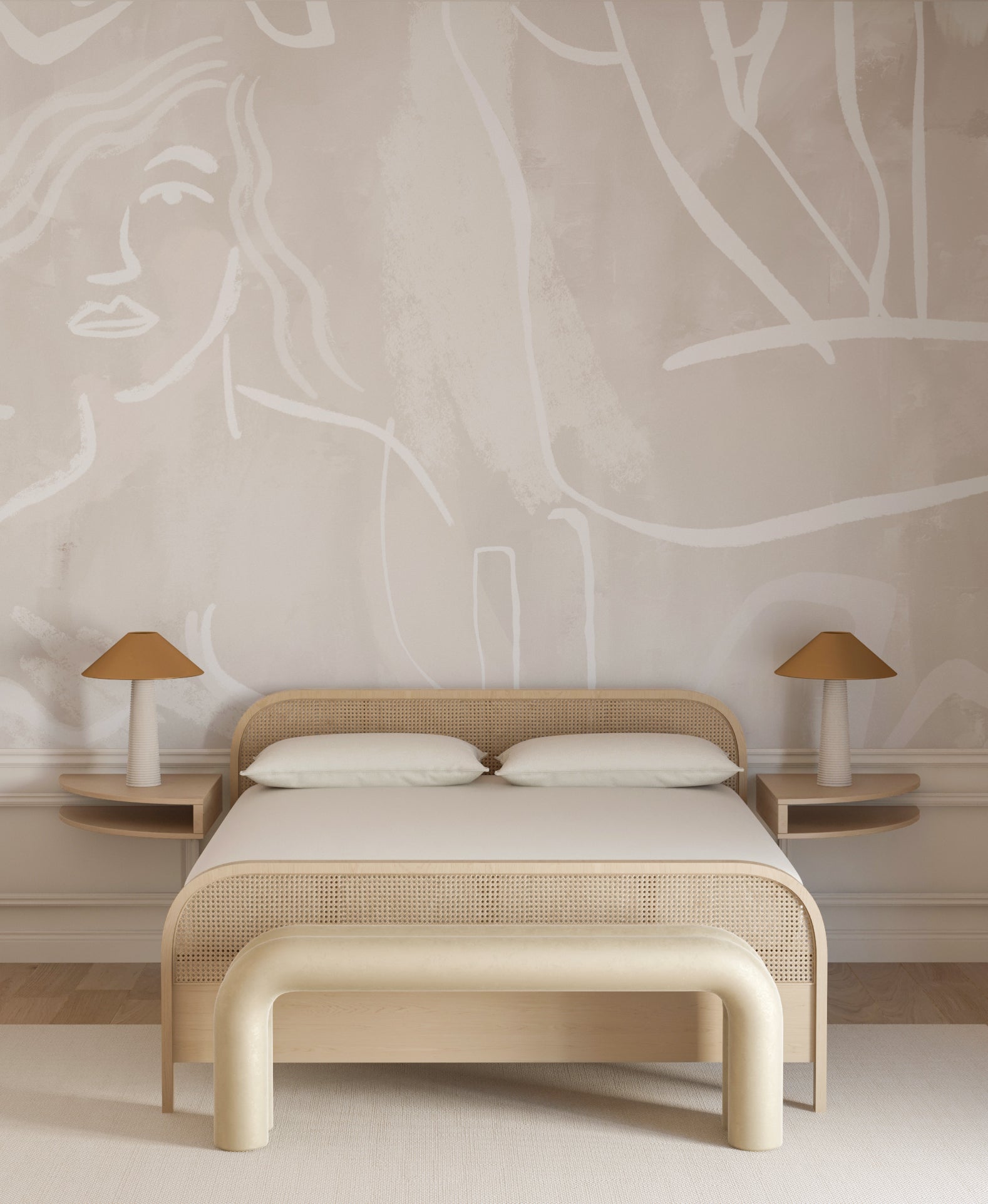 Famke© Mural Wallpaper in Chalk