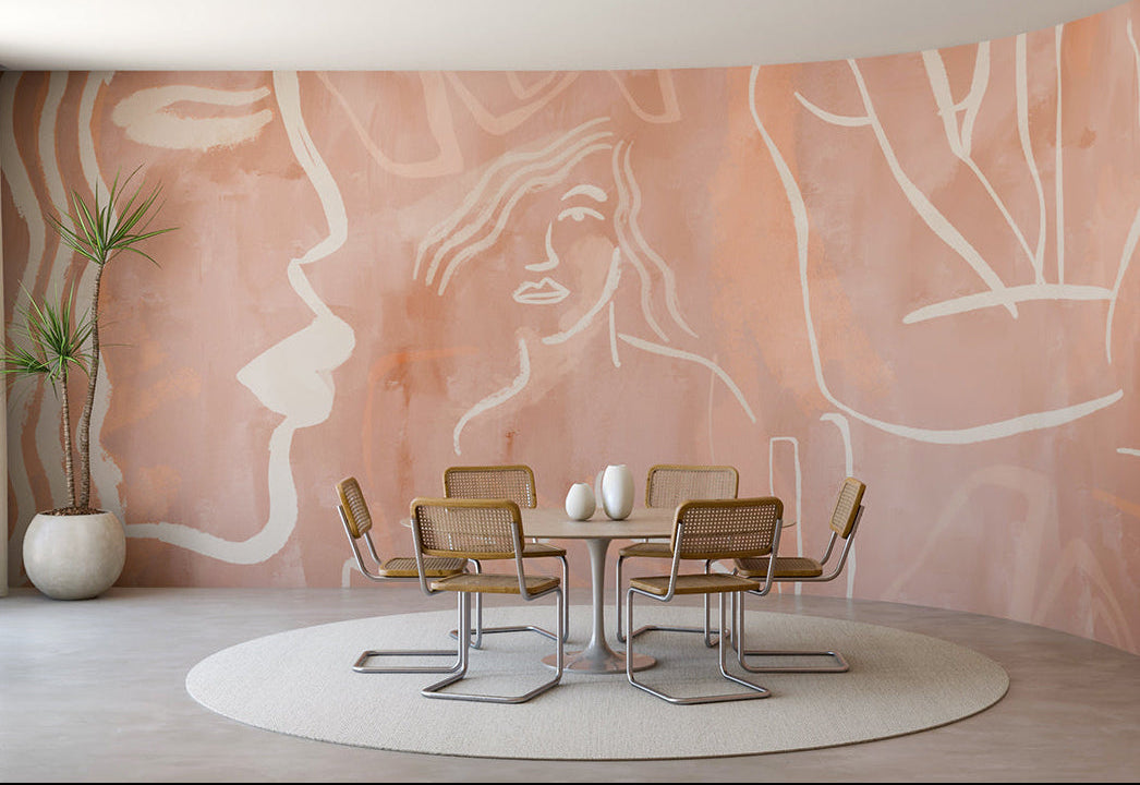 Famke© Mural Wallpaper in Terracotta