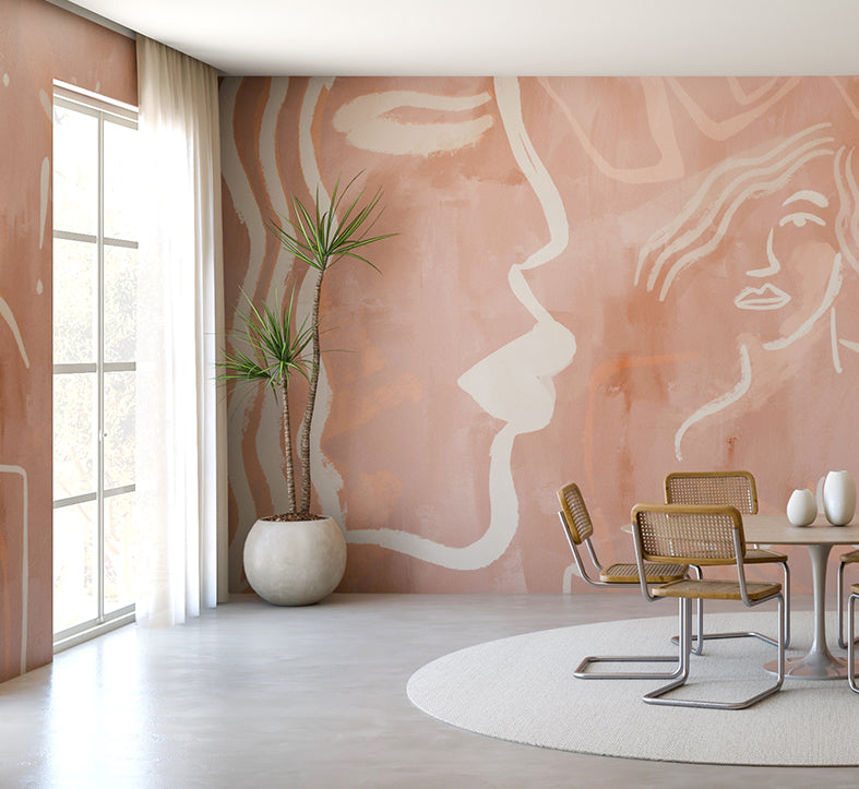 Famke© Mural Wallpaper in Terracotta