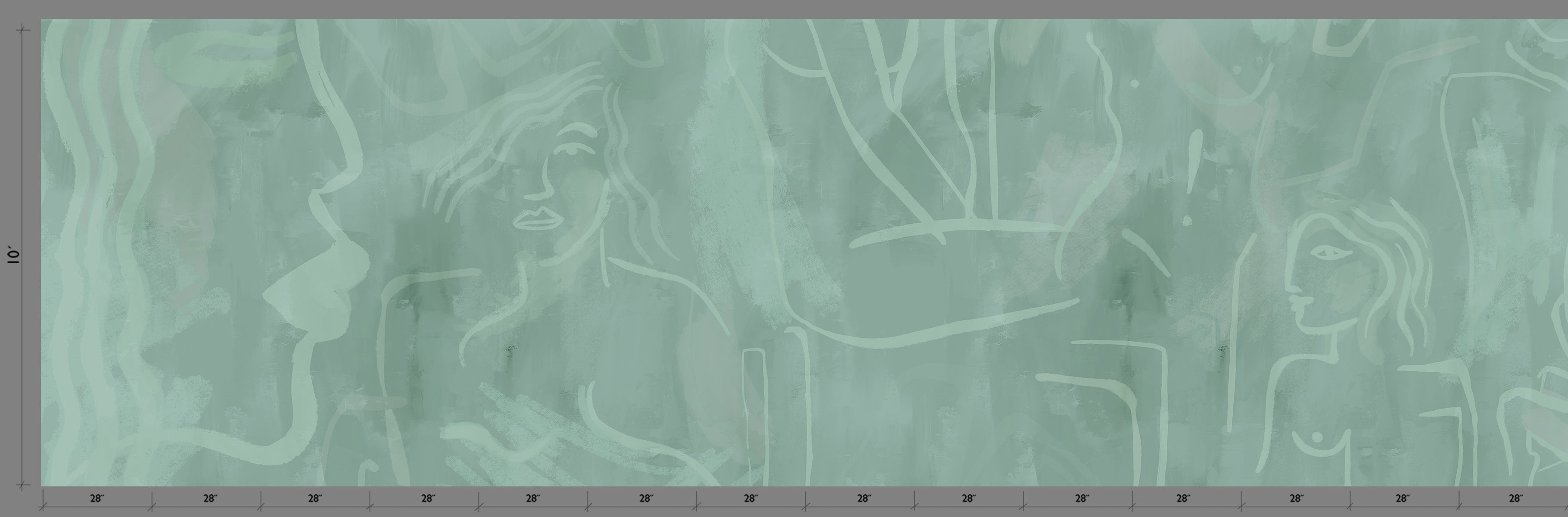 Famke© Mural Wallpaper in Teal