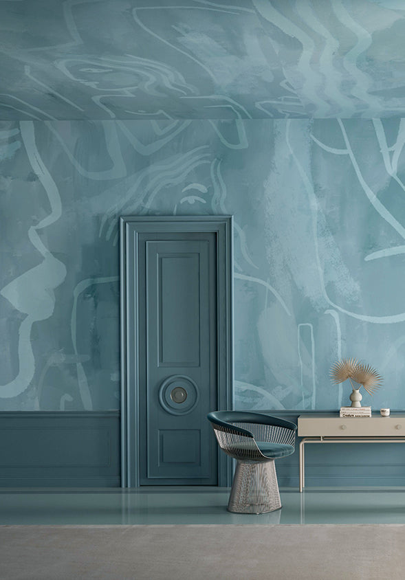 Famke© Mural Wallpaper in Lapis Blue