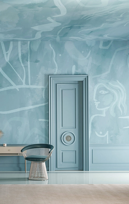 Famke© Mural Wallpaper in Lapis Blue