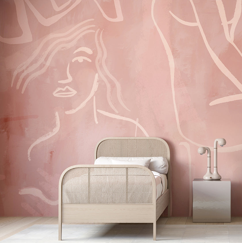 Famke© Mural Wallpaper in Mauve