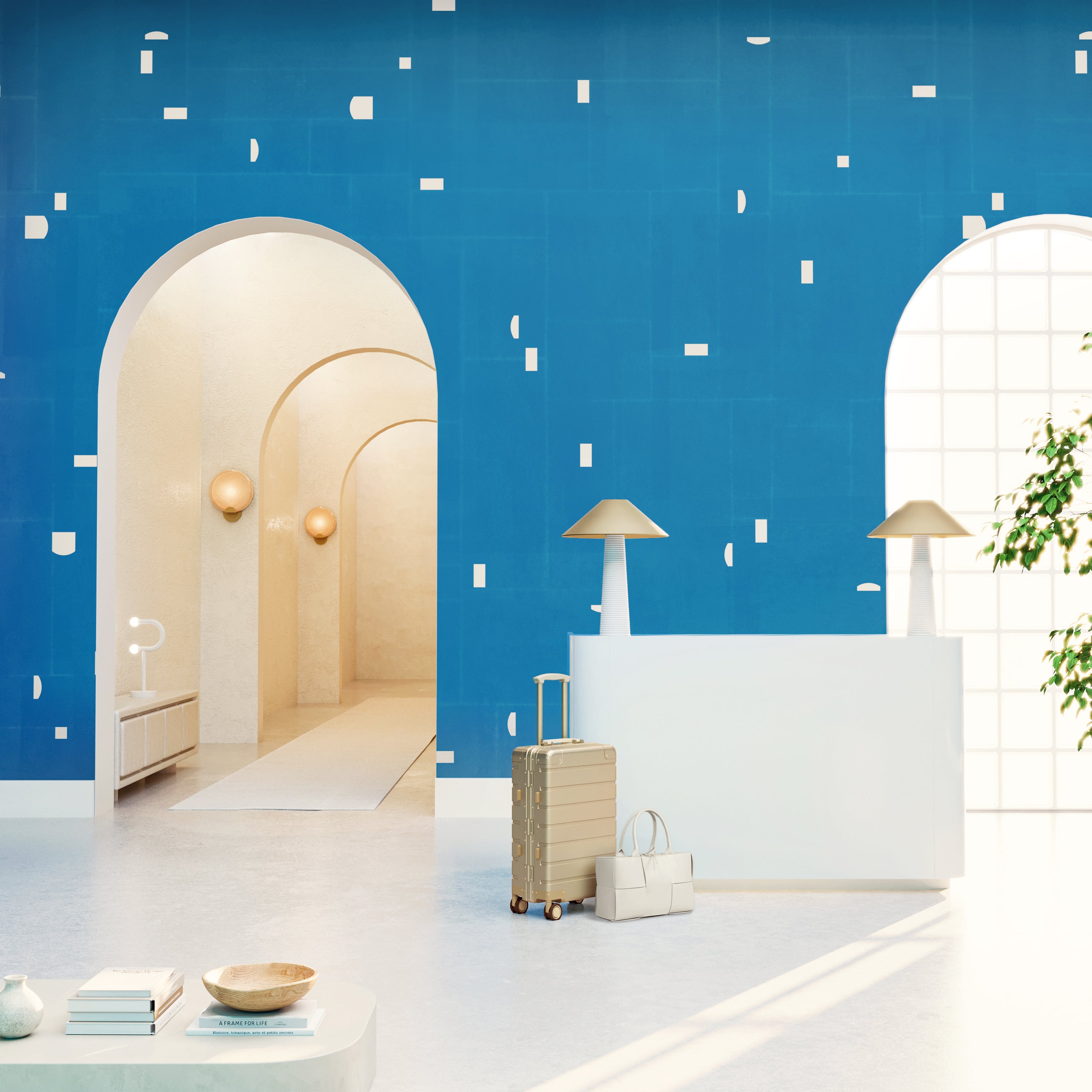 Geometrico© Wallpaper in Aqua Net + Cremé