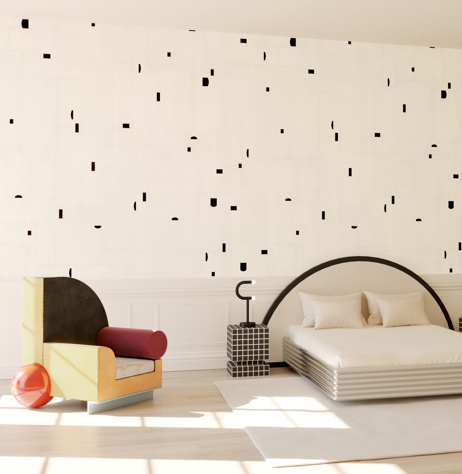 Geometrico© Wallpaper in Chalk + Black