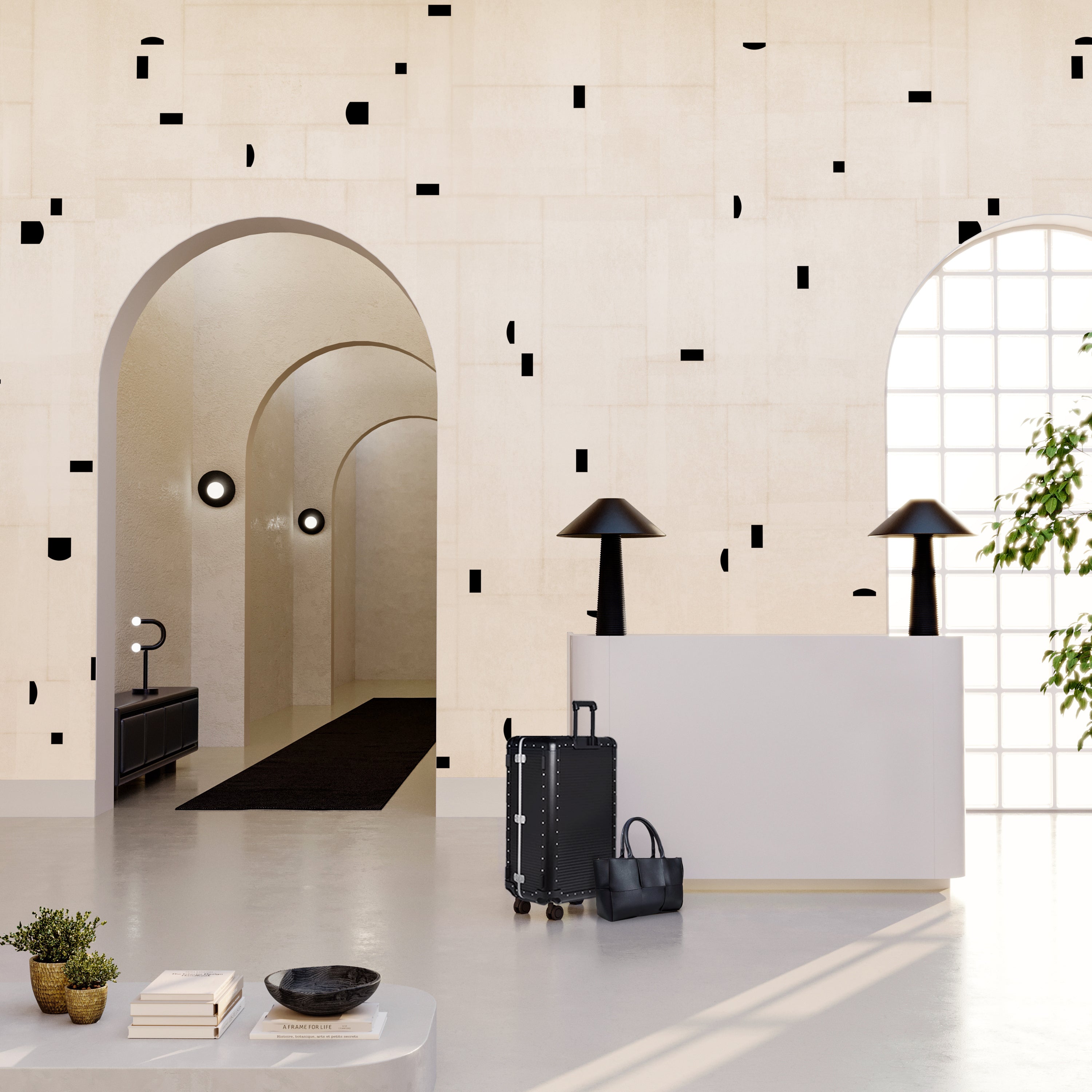 Geometrico© Wallpaper in Cremé + Black