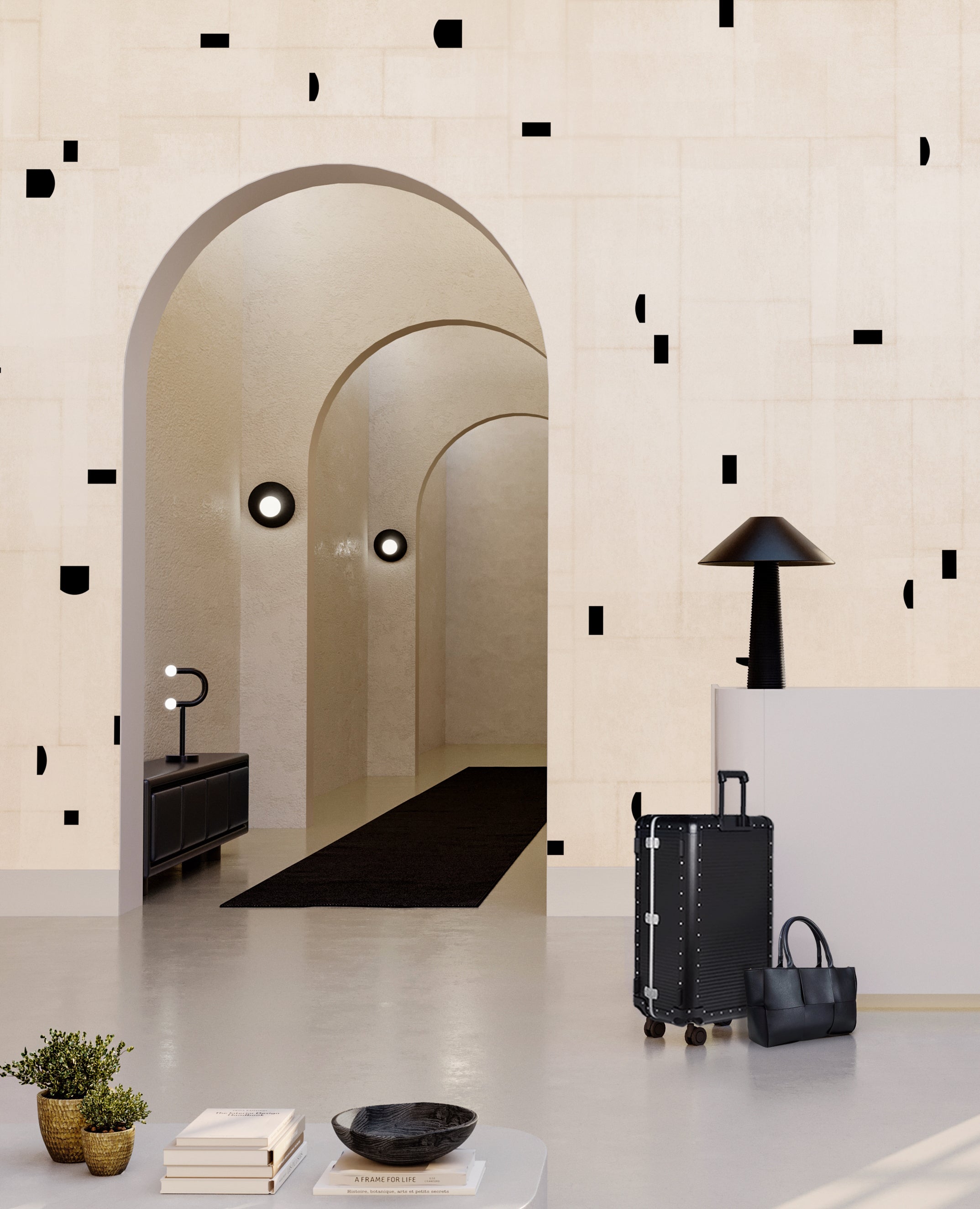 Geometrico© Wallpaper in Cremé + Black