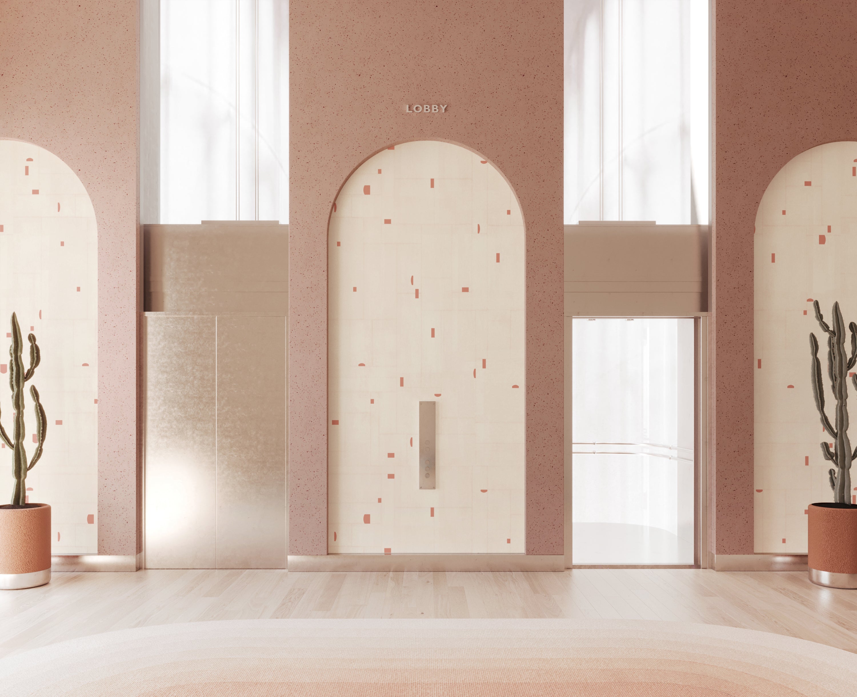 Geometrico© Wallpaper in Strawberry Kiss + Cremé