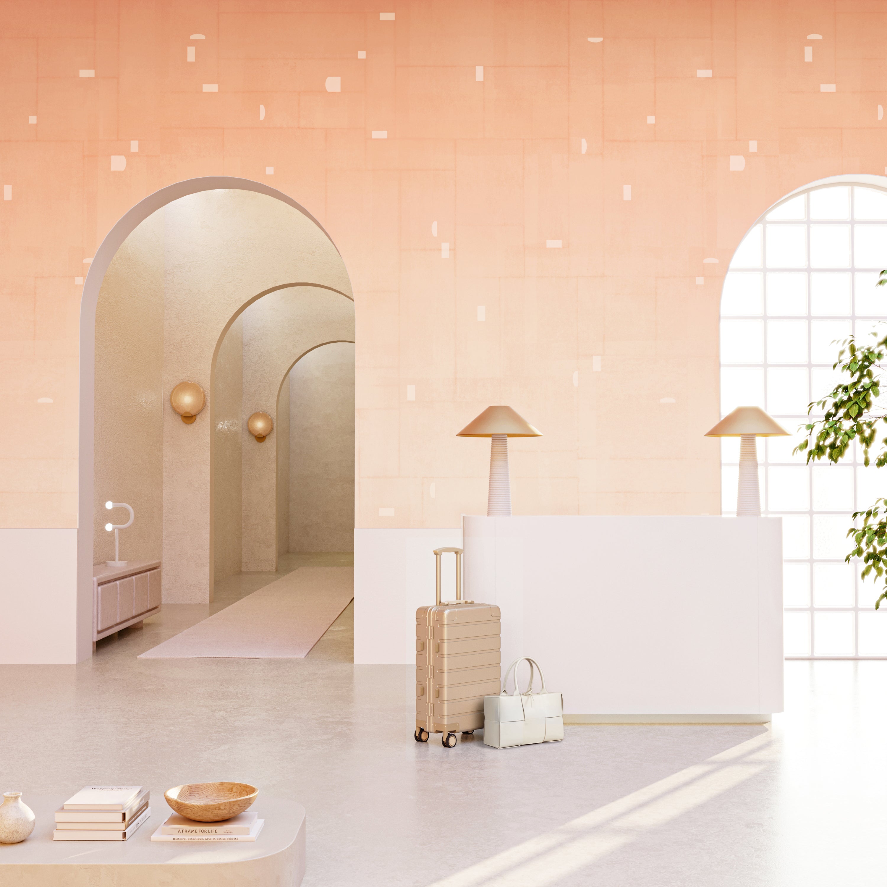 Geometrico© Wallpaper in Peachy